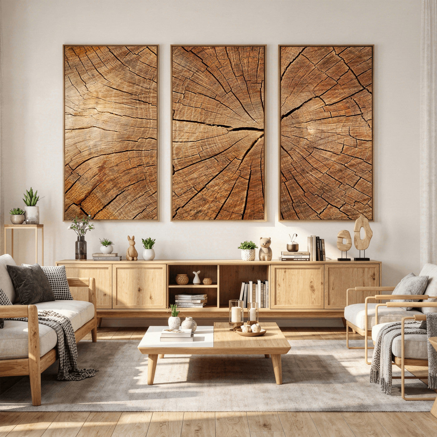 Tree Ring Canvas Art, Rustic Wood Grain Wall Art, Tree Slice