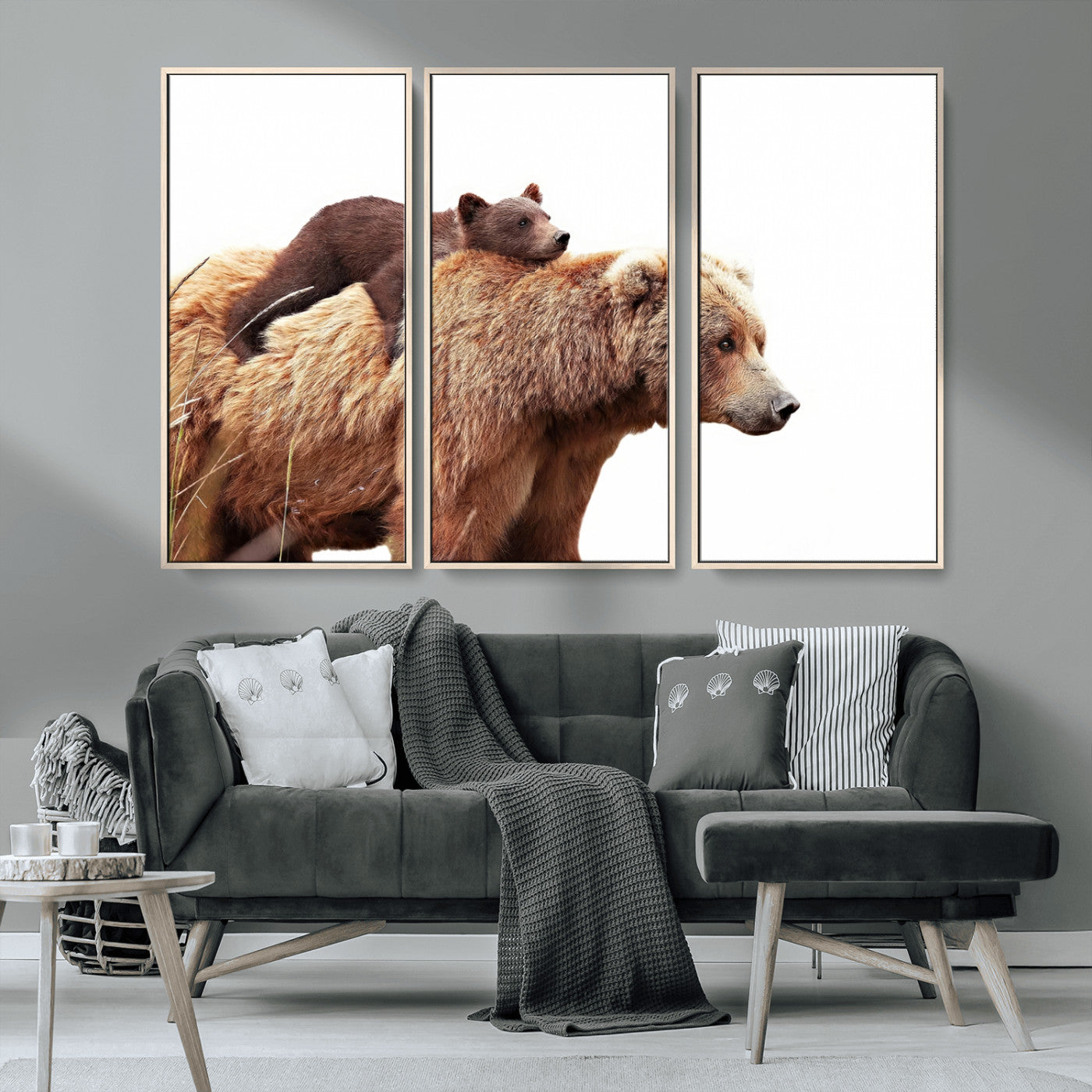 Mother and Baby Bear Canvas Wall Art - Adorable Wildlife