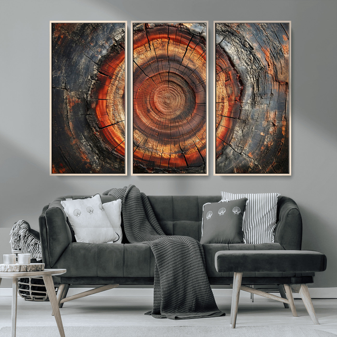 Wood Grain Canvas Wall Art - Framed Abstract Tree Ring