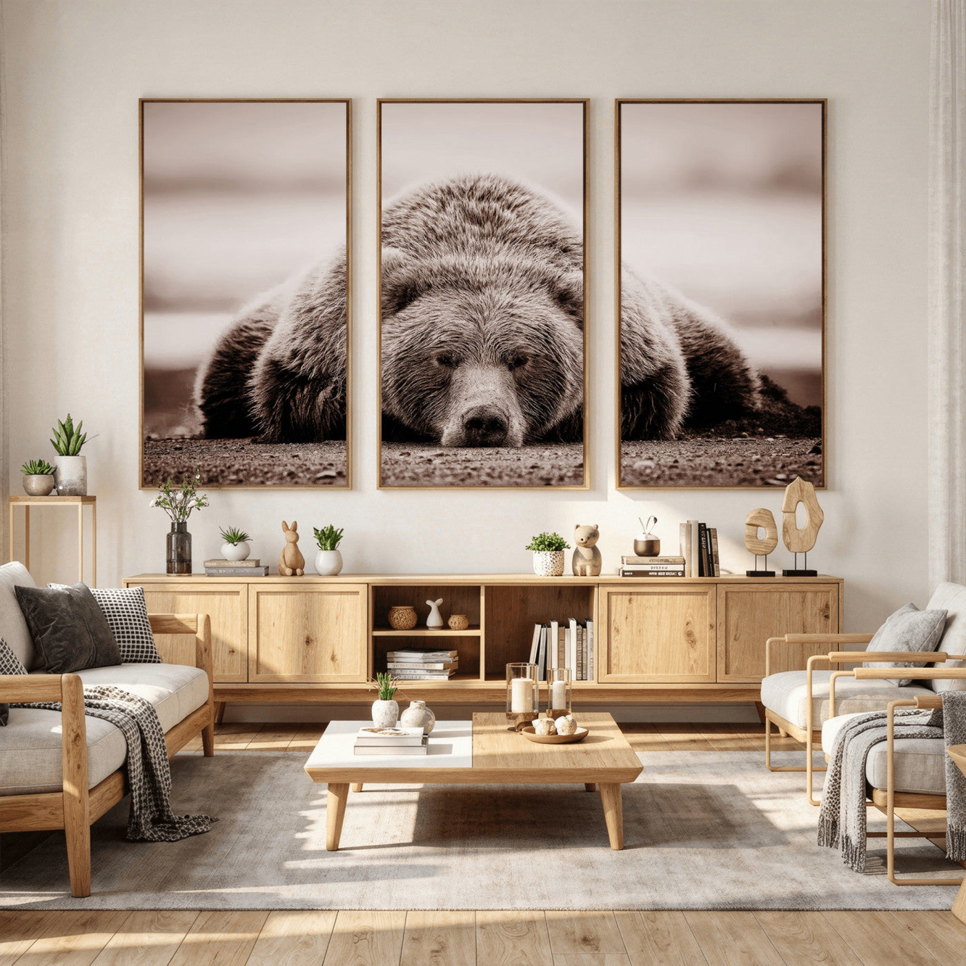 Grizzly Bear Wall Art Print - Bear Canvas Wall Art - Rustic