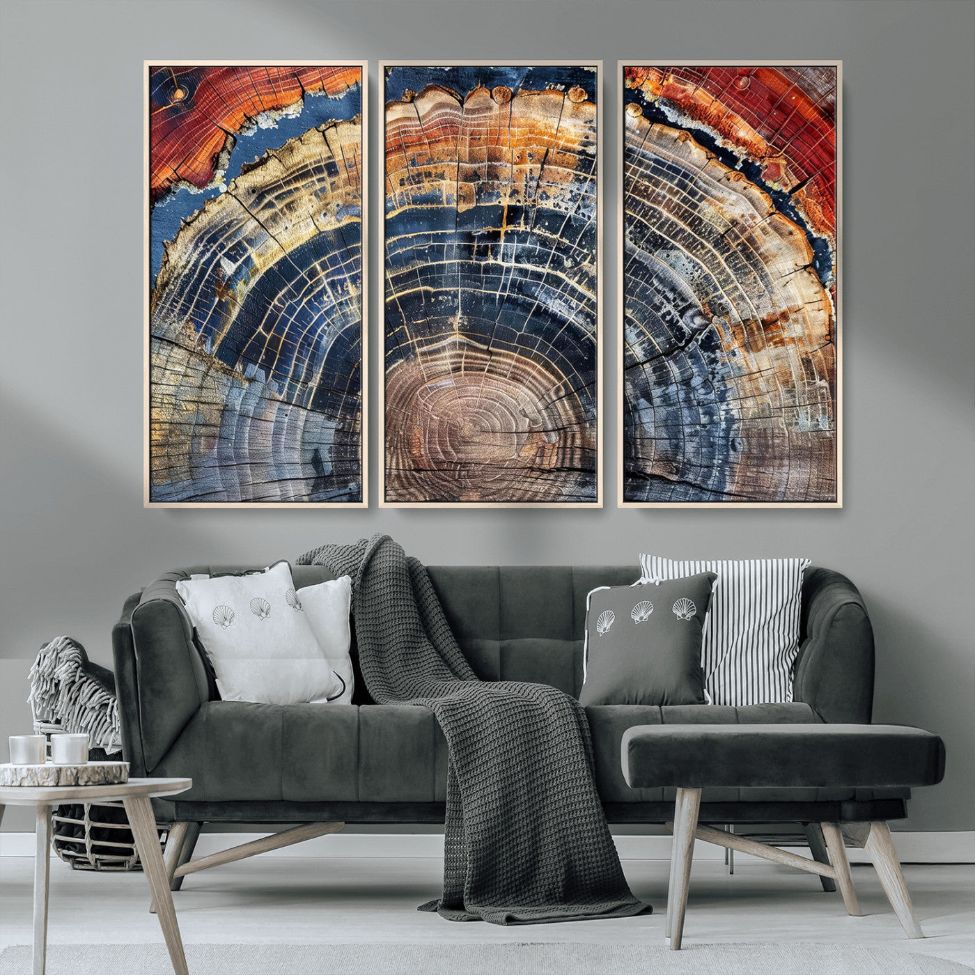 Tree Rings Wall Art Canvas Print – Framed Petrified Wood