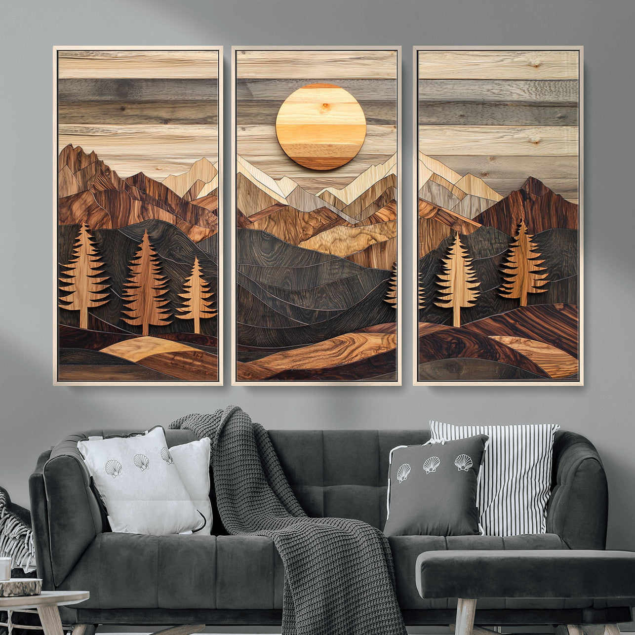 Wood Mountain Wall Art Canvas Print – Layered Forest and