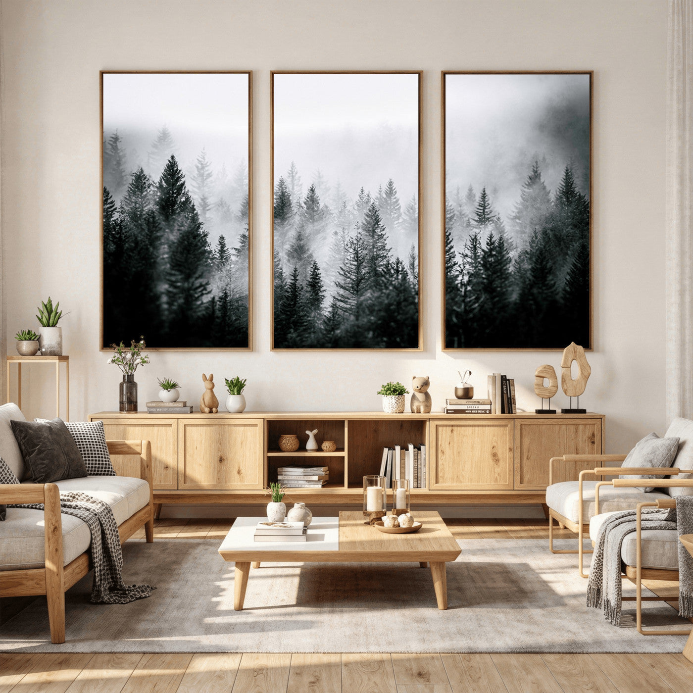 Foggy Forest Wall Art Canvas Print – Mountain Woodland