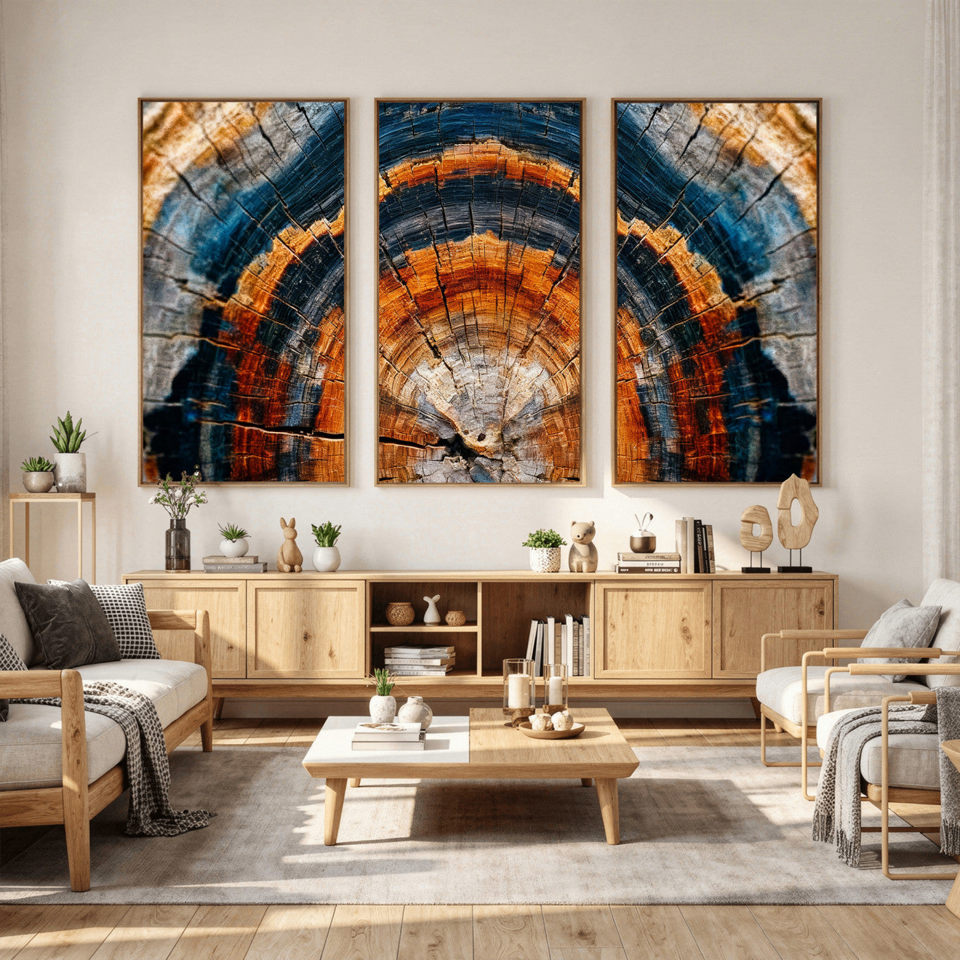 Abstract Wood Grain Canvas Print, Tree Ring Pattern Wall