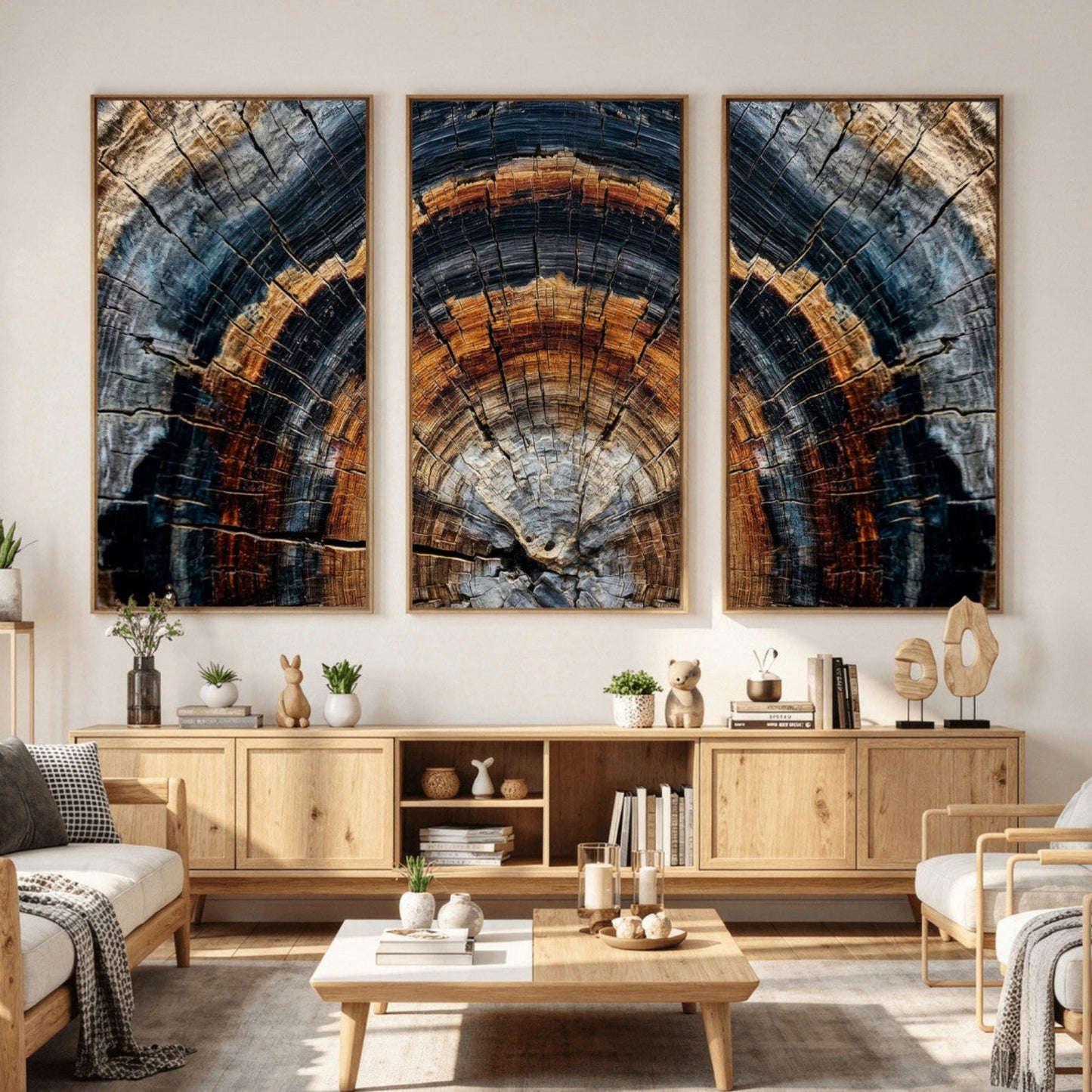 Abstract Wood Grain Canvas Print, Tree Ring Pattern Wall