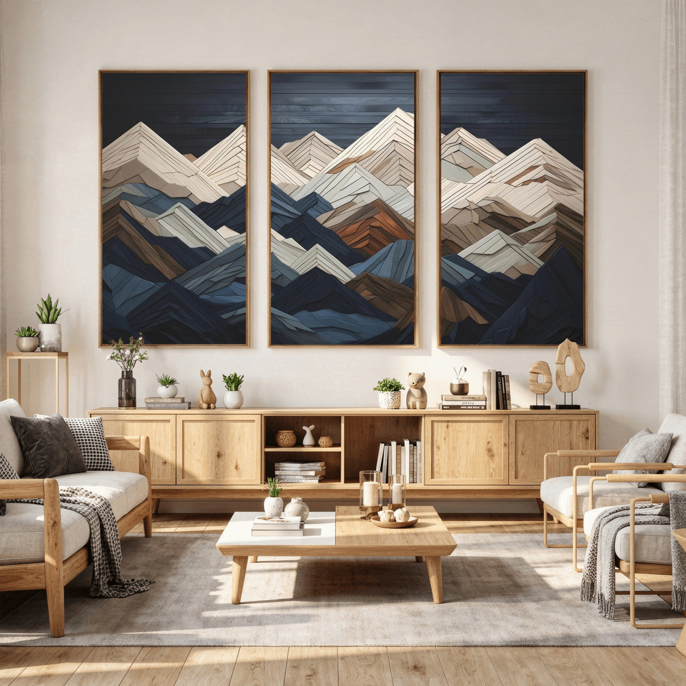 Wood Mountain Wall Art | Mountain Canvas Print Wood Decor |