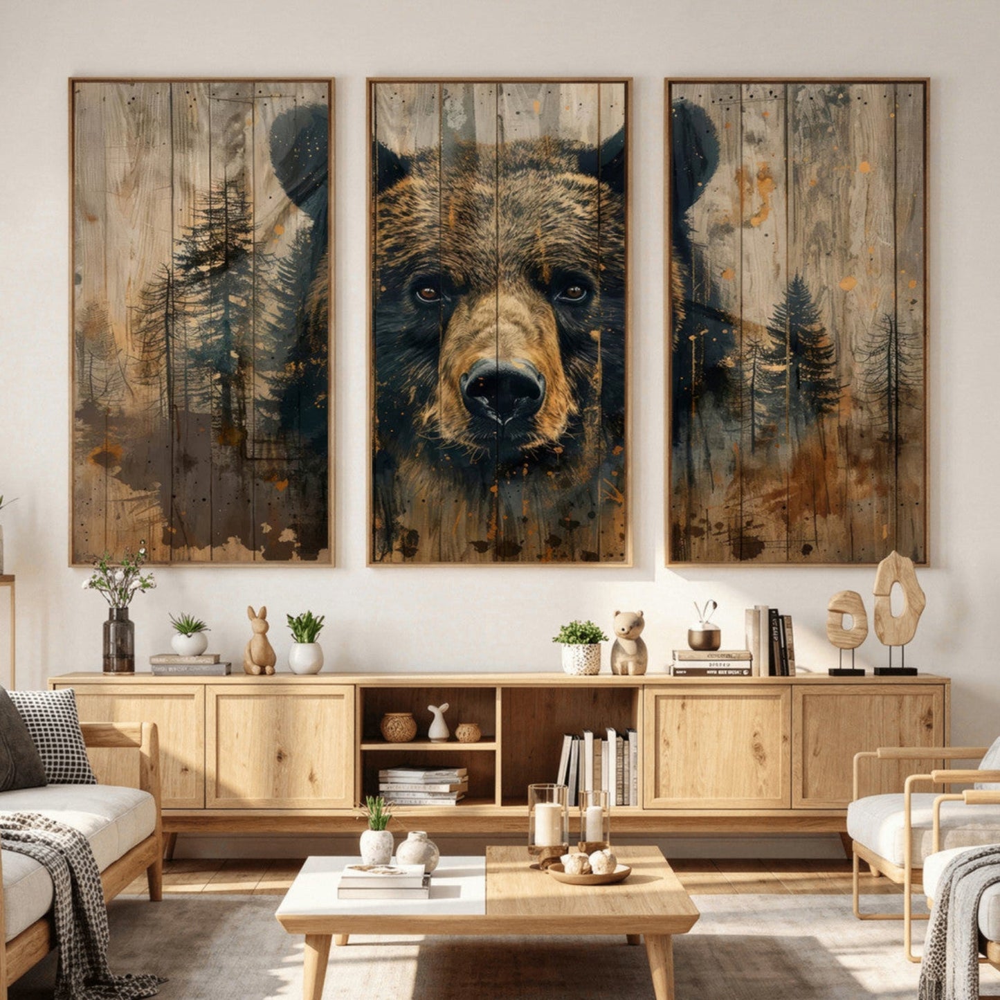 Abstract 399 Bear Wall Art | Rustic Cabin Wall Decor with