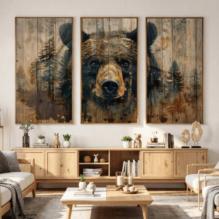 Abstract 399 Bear Wall Art | Rustic Cabin Wall Decor with
