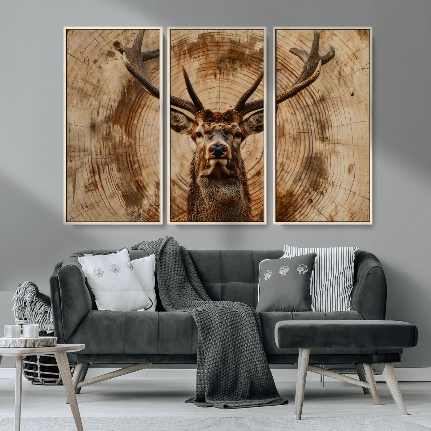 Wood Abstract Deer Wall Art | Rustic Wildlife Canvas Print |