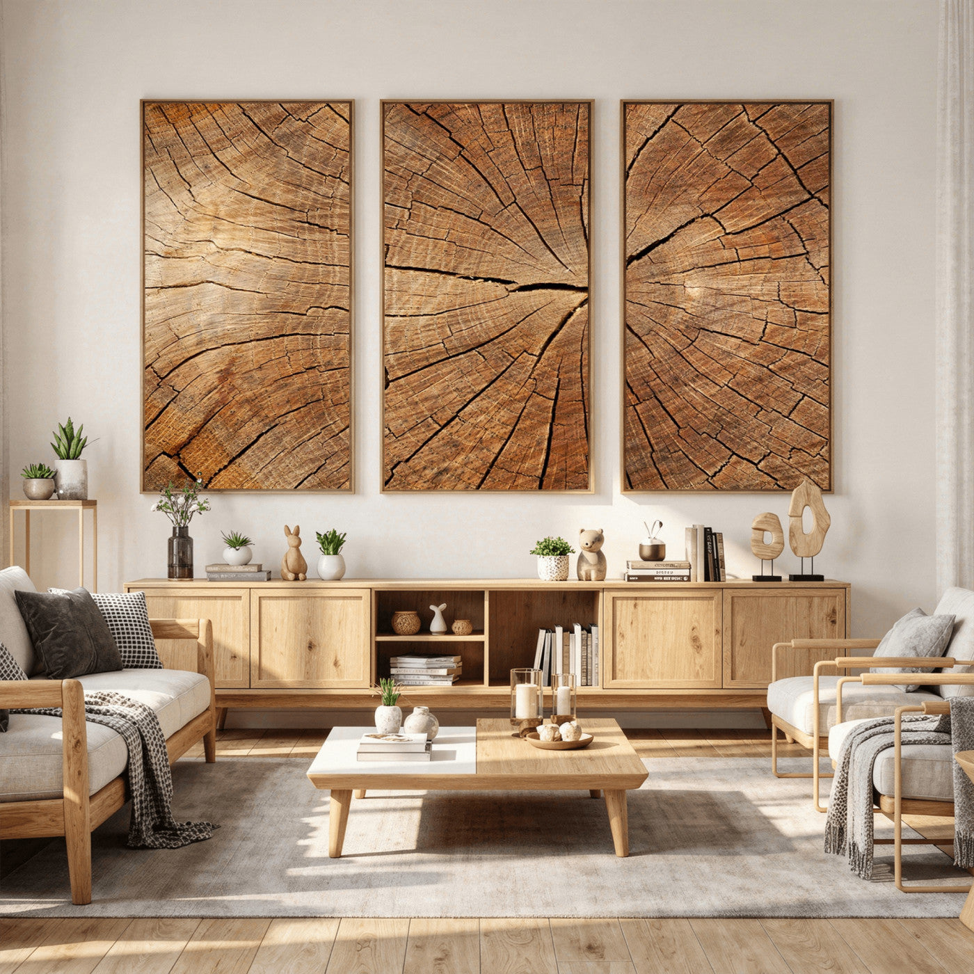 Tree Ring Canvas Art, Rustic Wood Grain Wall Art, Tree Slice