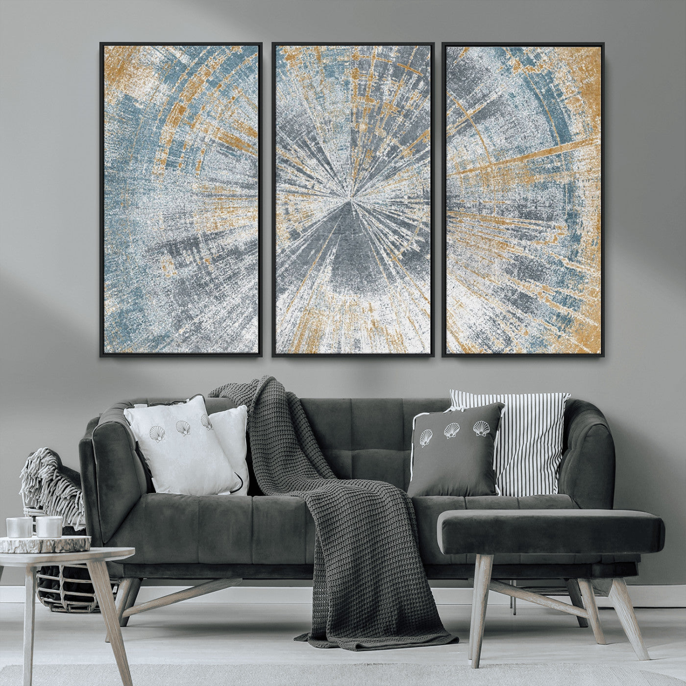 Radiant Abstract Wood Rings Canvas Art – Modern Triptych