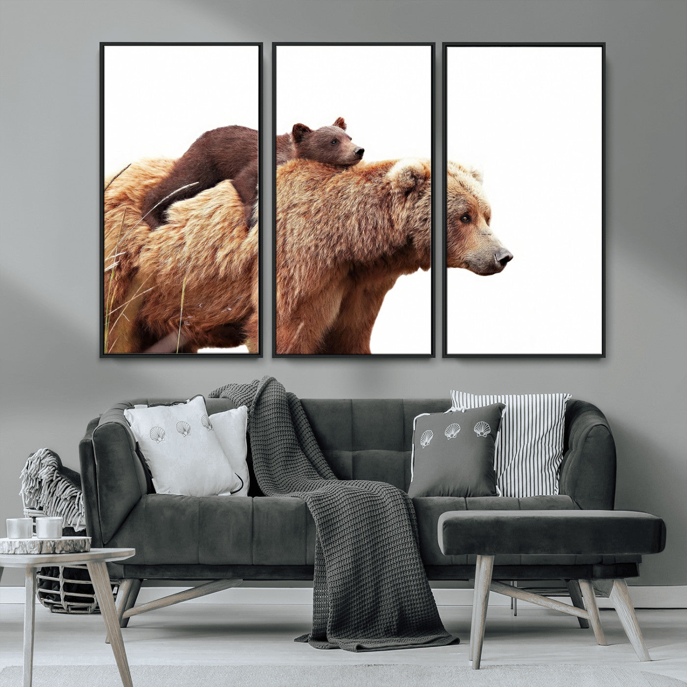 Mother and Baby Bear Canvas Wall Art - Adorable Wildlife