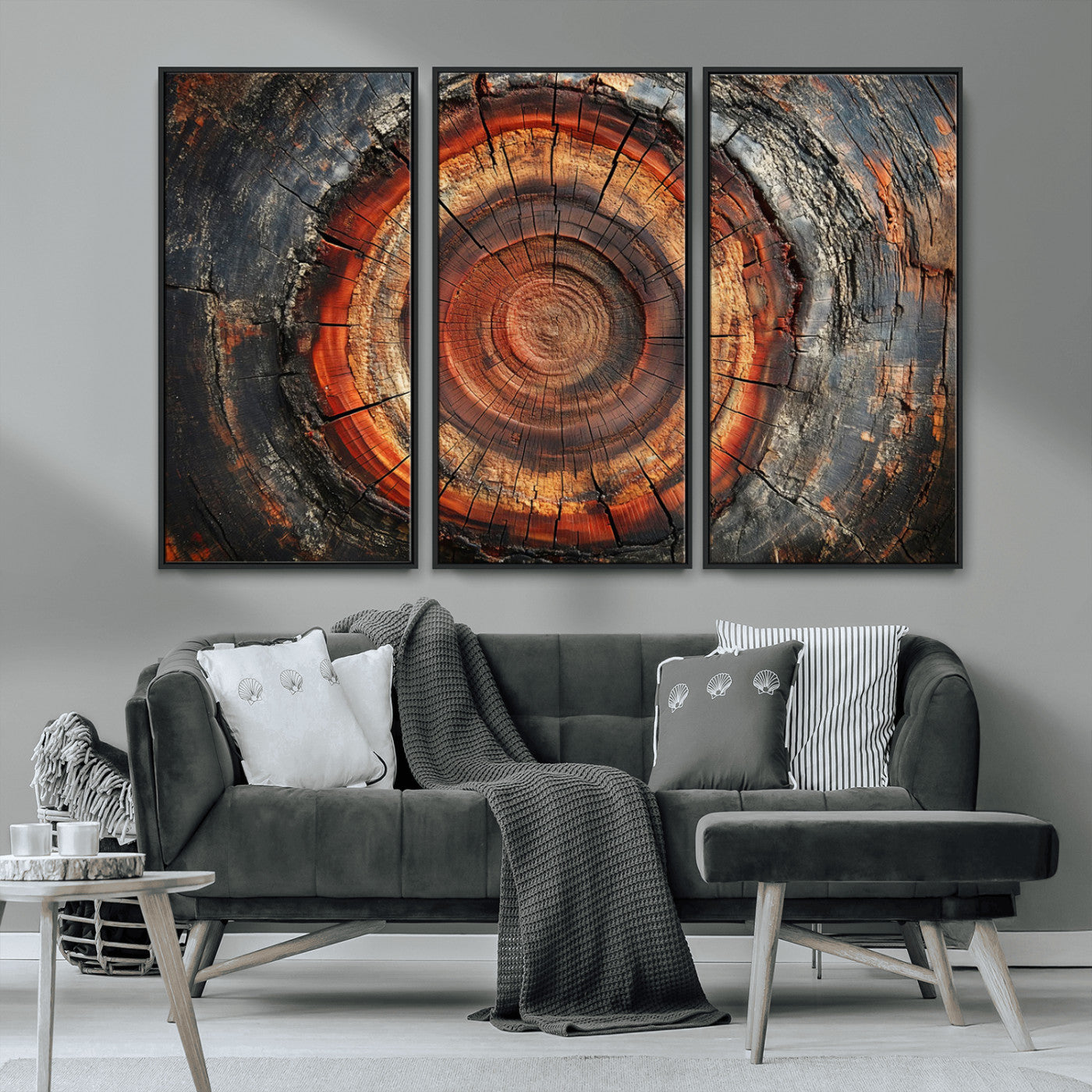 Wood Grain Canvas Wall Art - Framed Abstract Tree Ring