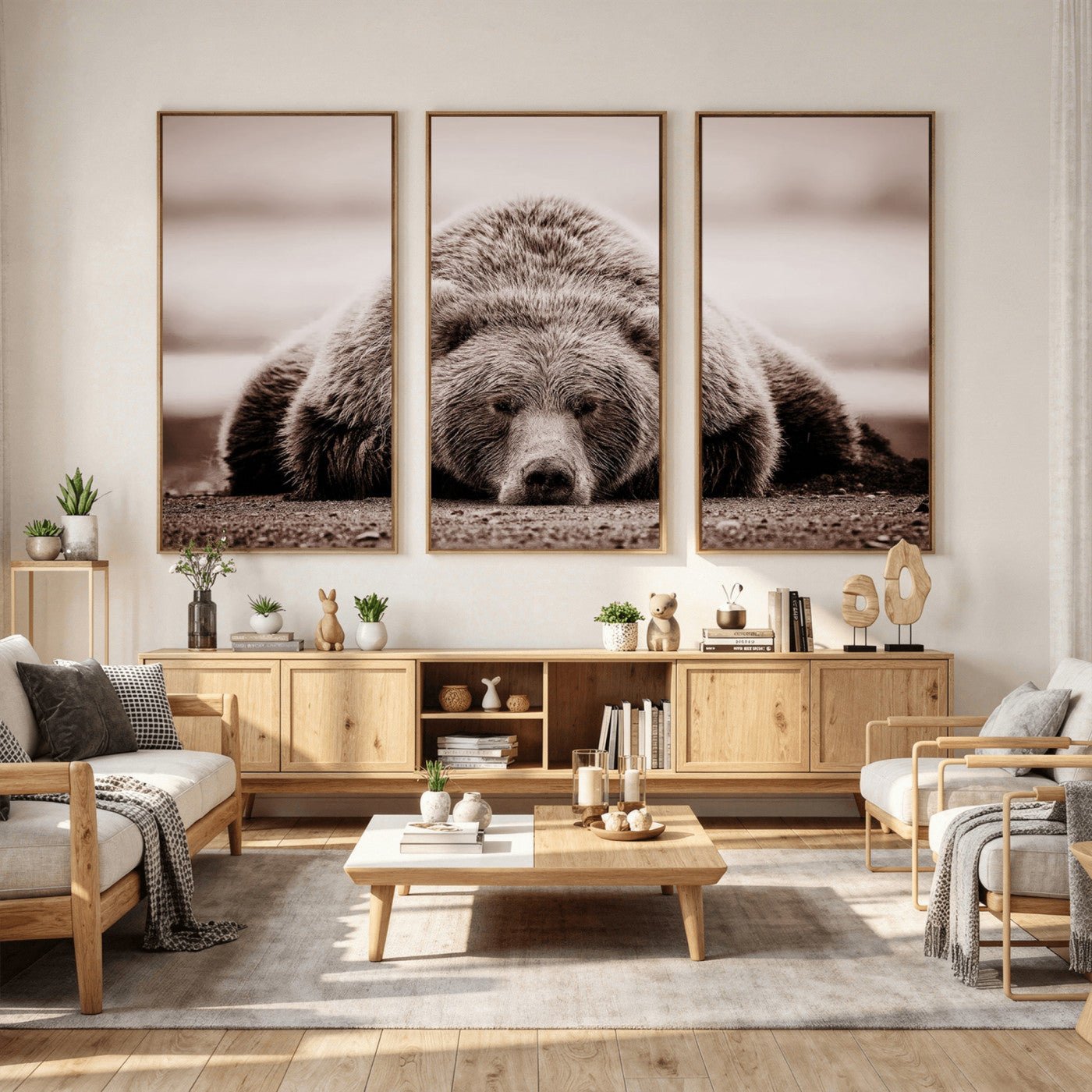 Grizzly Bear Wall Art Print - Bear Canvas Wall Art - Rustic