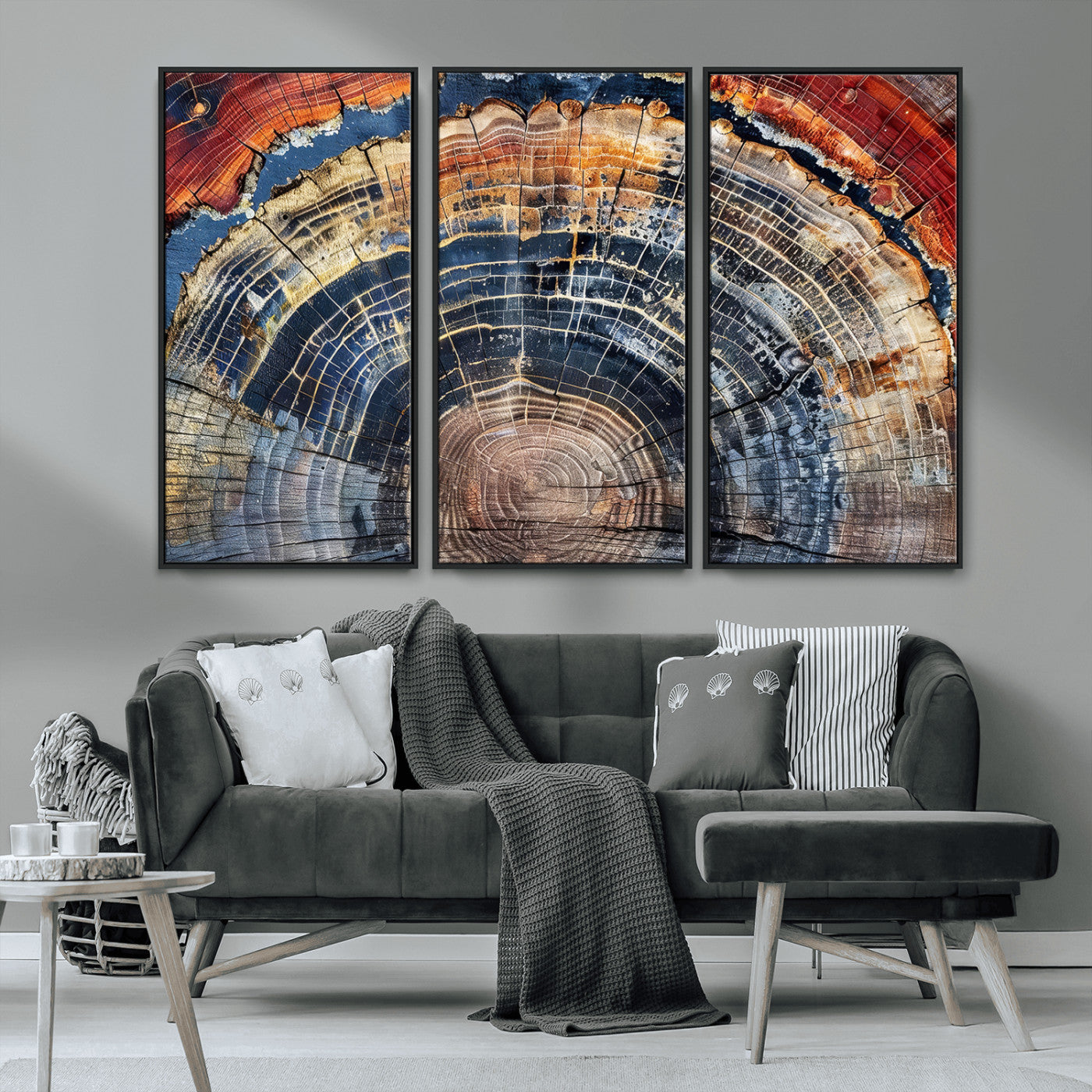 Tree Rings Wall Art Canvas Print – Framed Petrified Wood