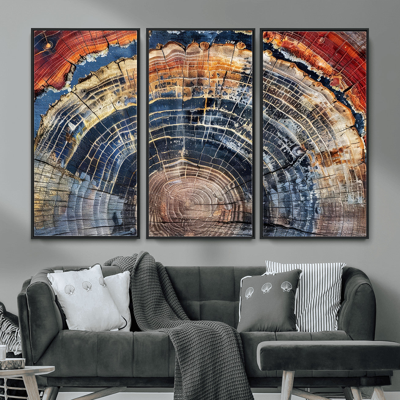 Tree Rings Wall Art Canvas Print – Framed Wood Art Picture