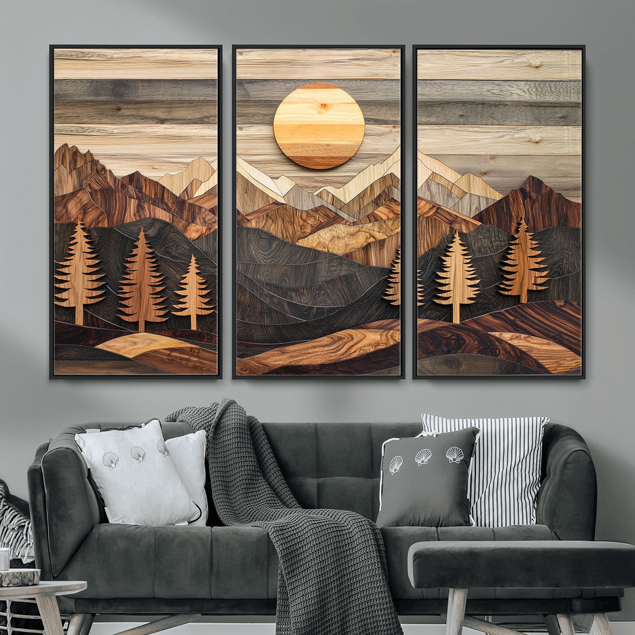 Wood Mountain Wall Art Canvas Print – Layered Forest and