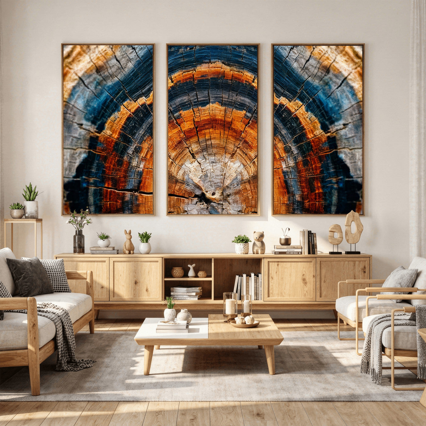 Abstract Wood Grain Canvas Print, Tree Ring Pattern Wall