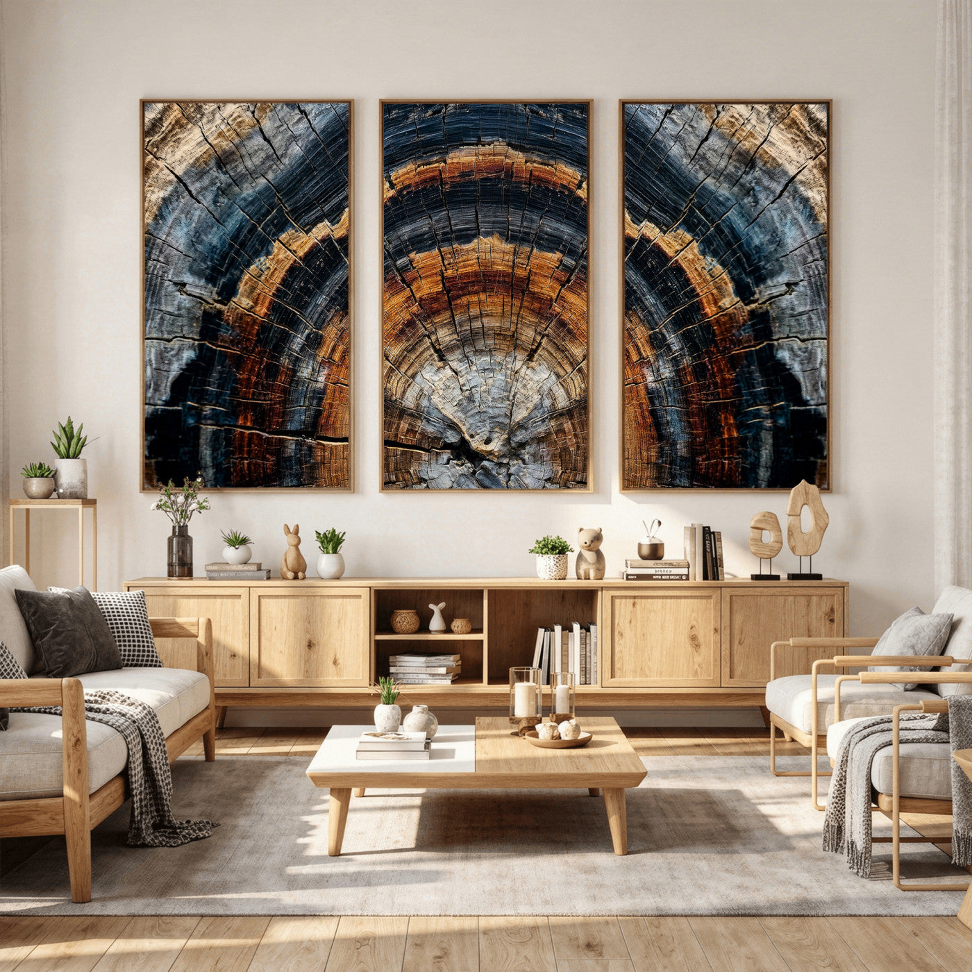 Abstract Wood Grain Canvas Print, Tree Ring Pattern Wall