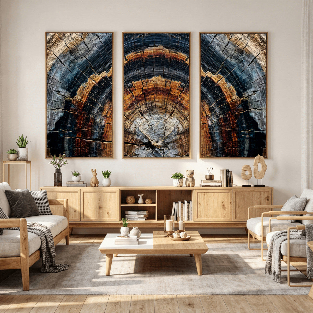 Abstract Wood Grain Canvas Print, Tree Ring Pattern Wall