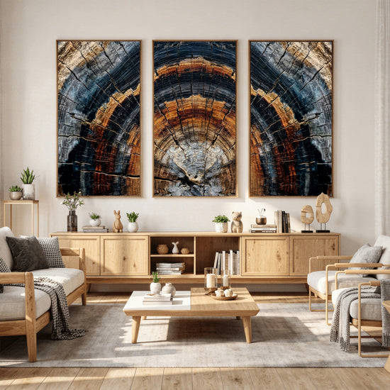 Abstract Wood Grain Canvas Print, Tree Ring Pattern Wall