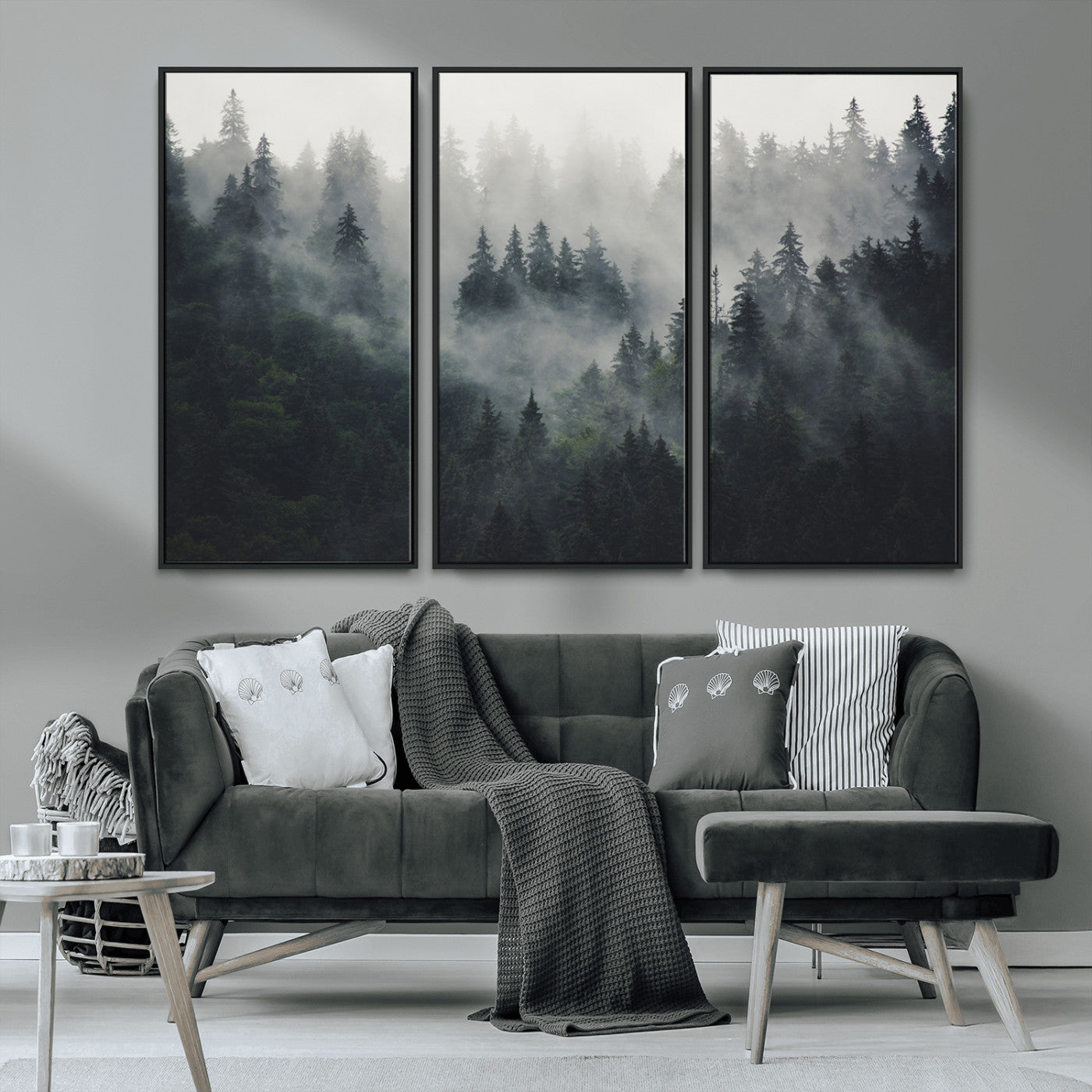Nature Wall Decor - Serene Triptych Nature Print – Woodland