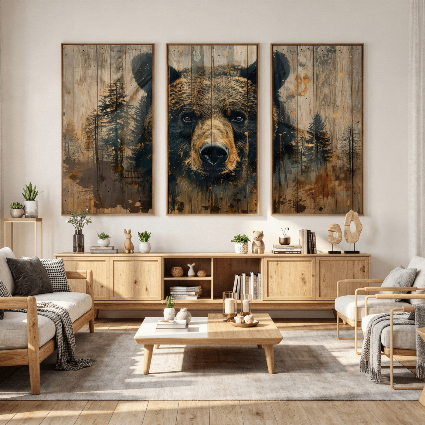 Abstract 399 Bear Wall Art | Rustic Cabin Wall Decor with