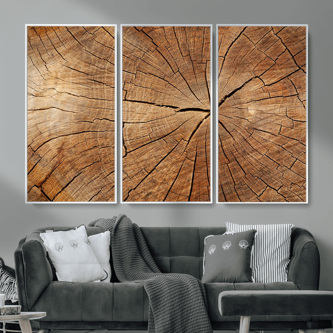 Tree Ring Canvas Art, Rustic Wood Grain Wall Art, Tree Slice
