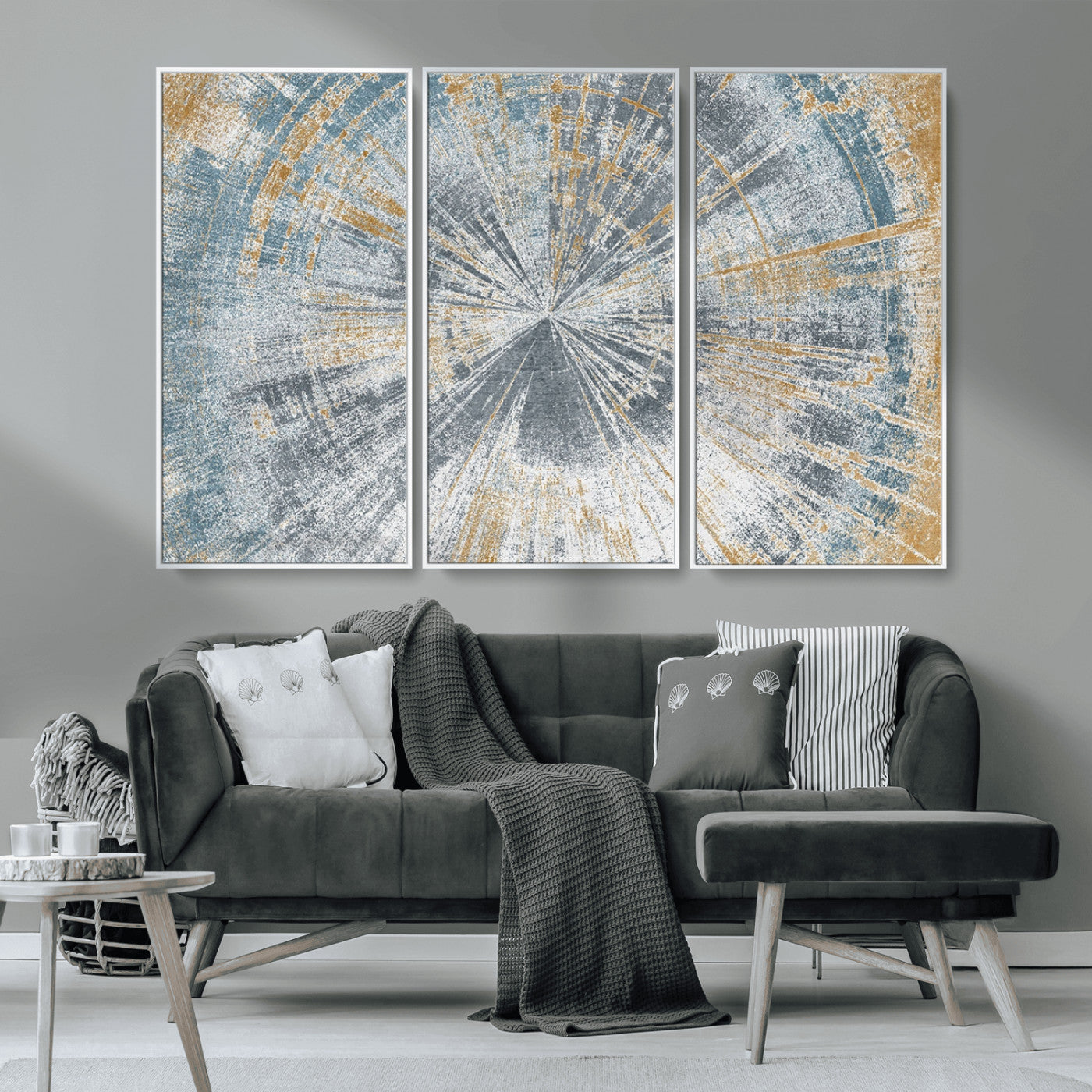 Radiant Abstract Wood Rings Canvas Art – Modern Triptych