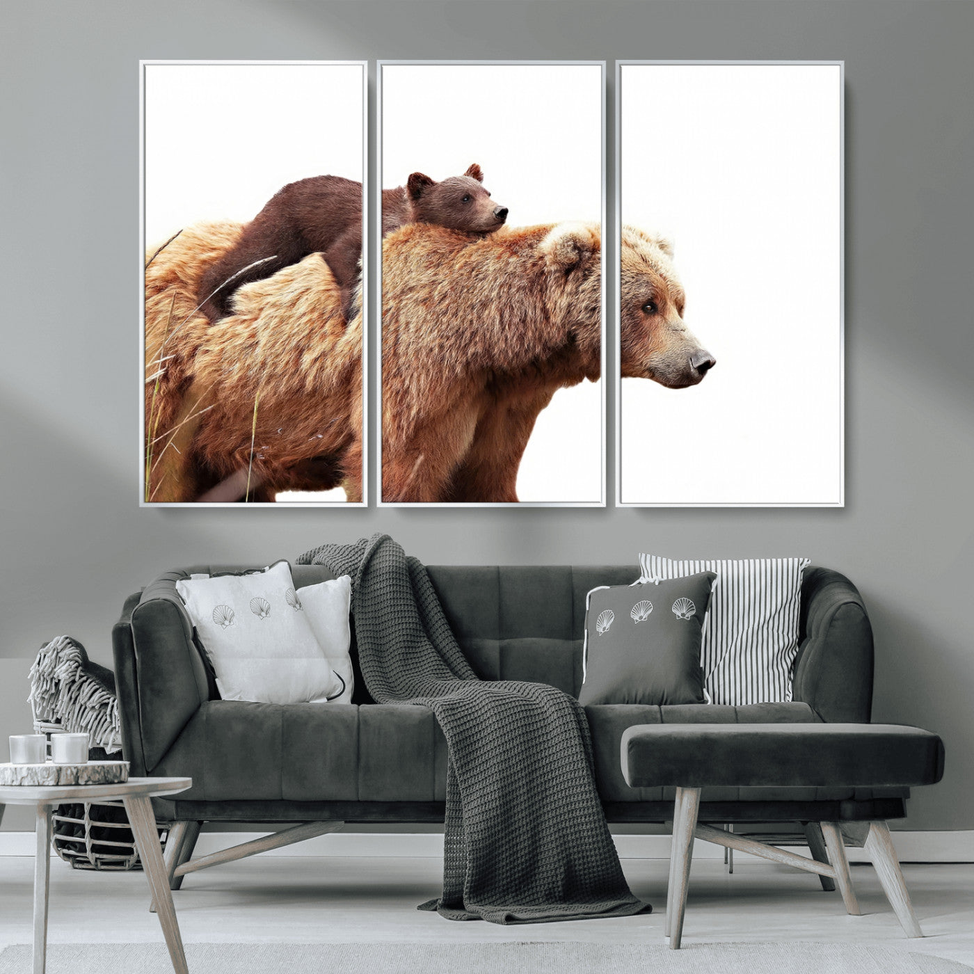 Mother and Baby Bear Canvas Wall Art - Adorable Wildlife
