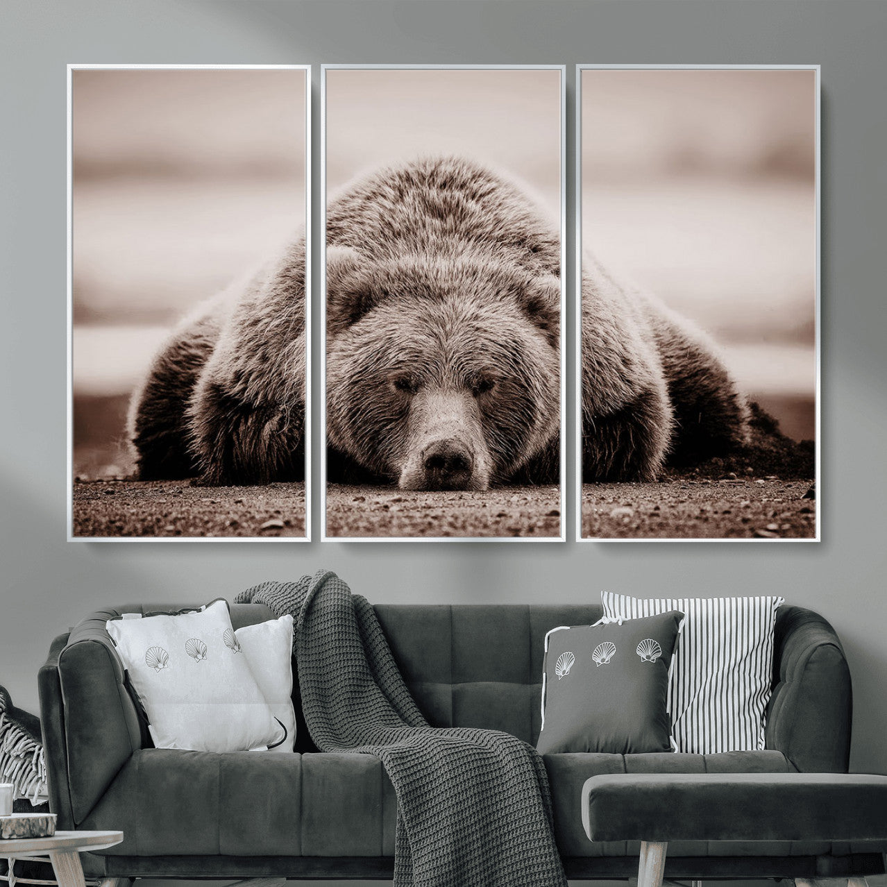 Grizzly Bear Wall Art Print - Bear Canvas Wall Art - Rustic