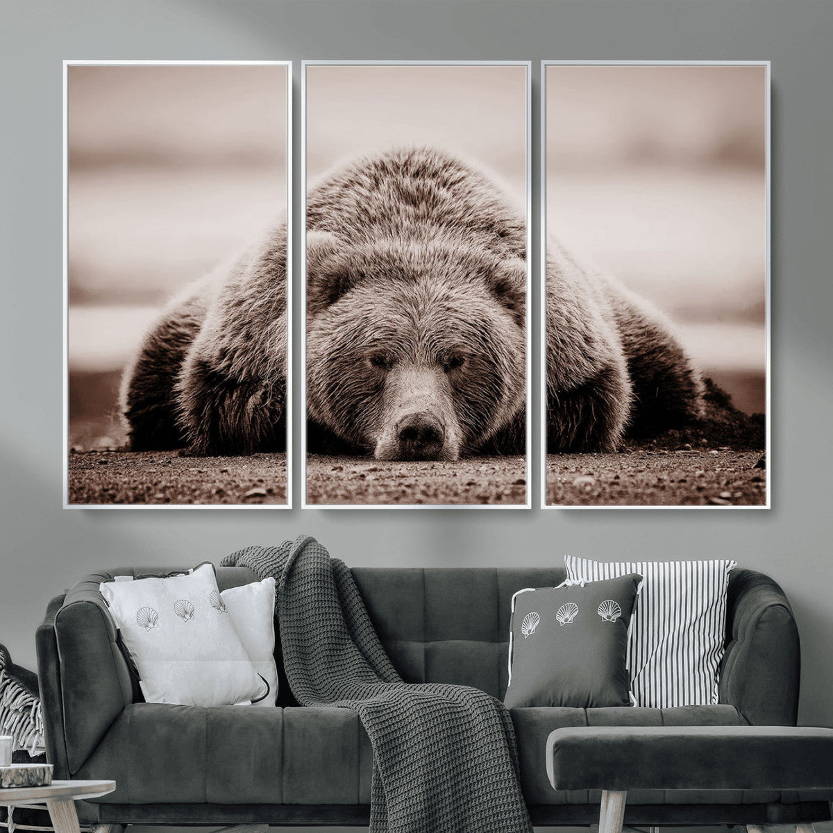 Grizzly Bear Wall Art Print - Bear Canvas Wall Art - Rustic
