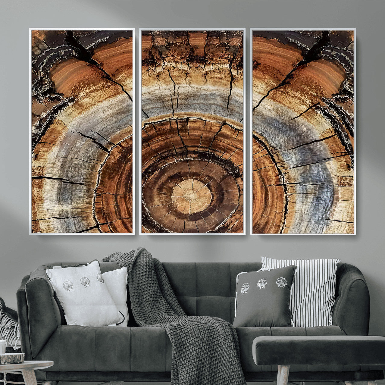 Tree Rings Wall Art Canvas Print – Rustic Wood Texture