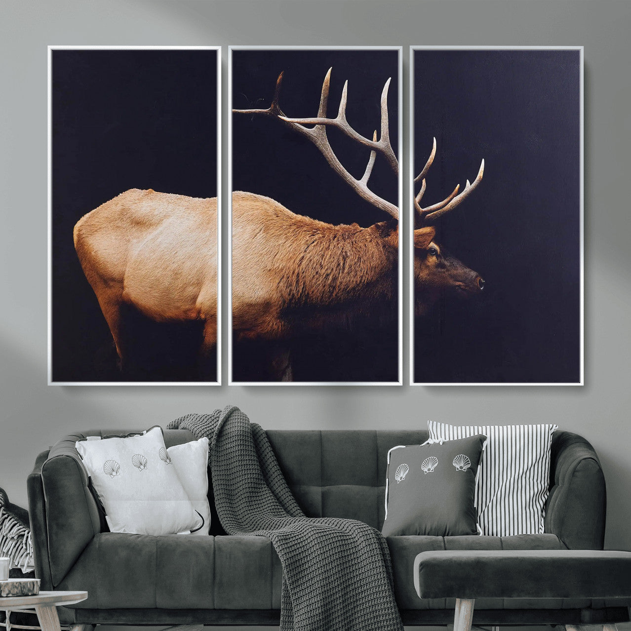 Rustic Elk Wall Art Canvas Print – Framed Moody Wildlife Art