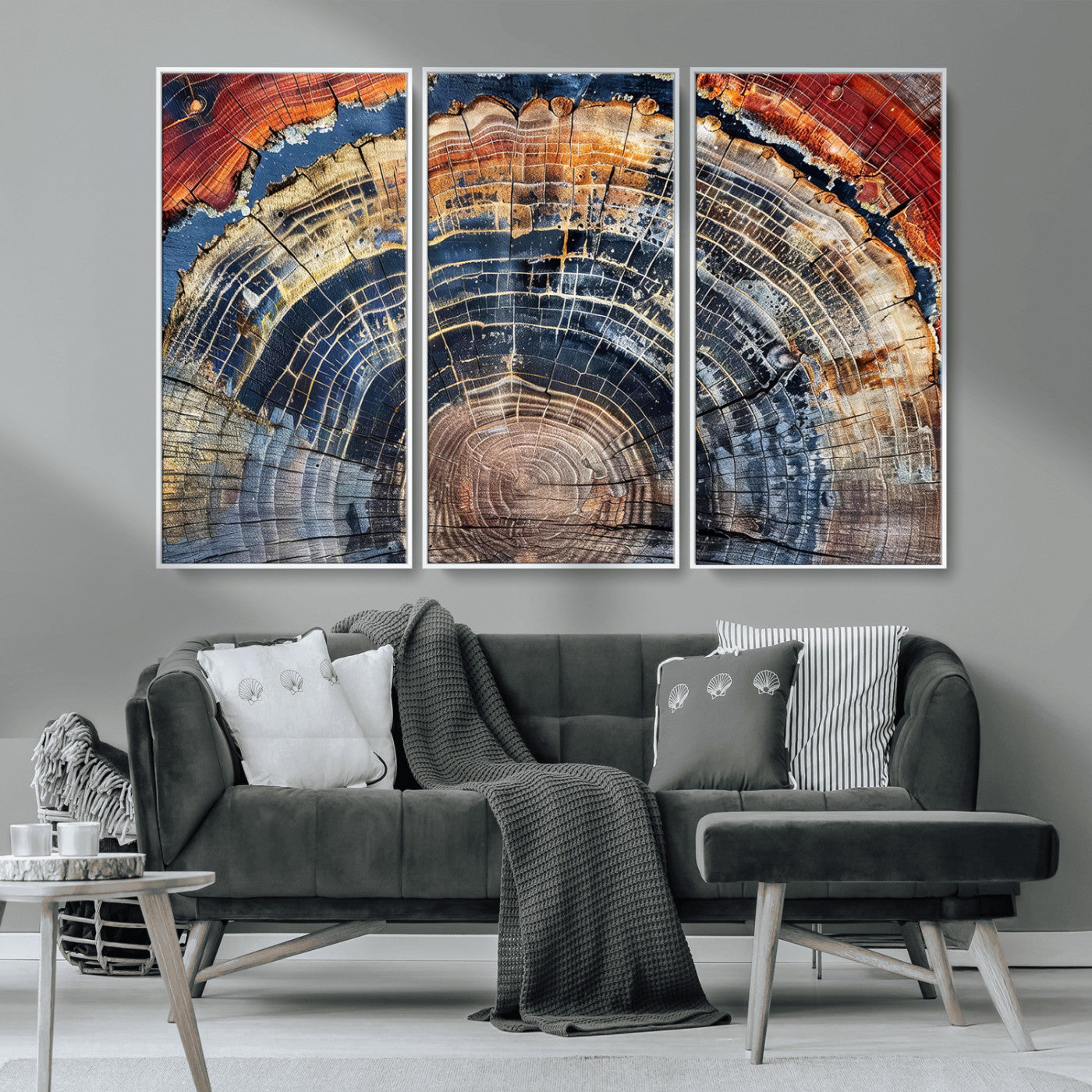 Tree Rings Wall Art Canvas Print – Framed Petrified Wood