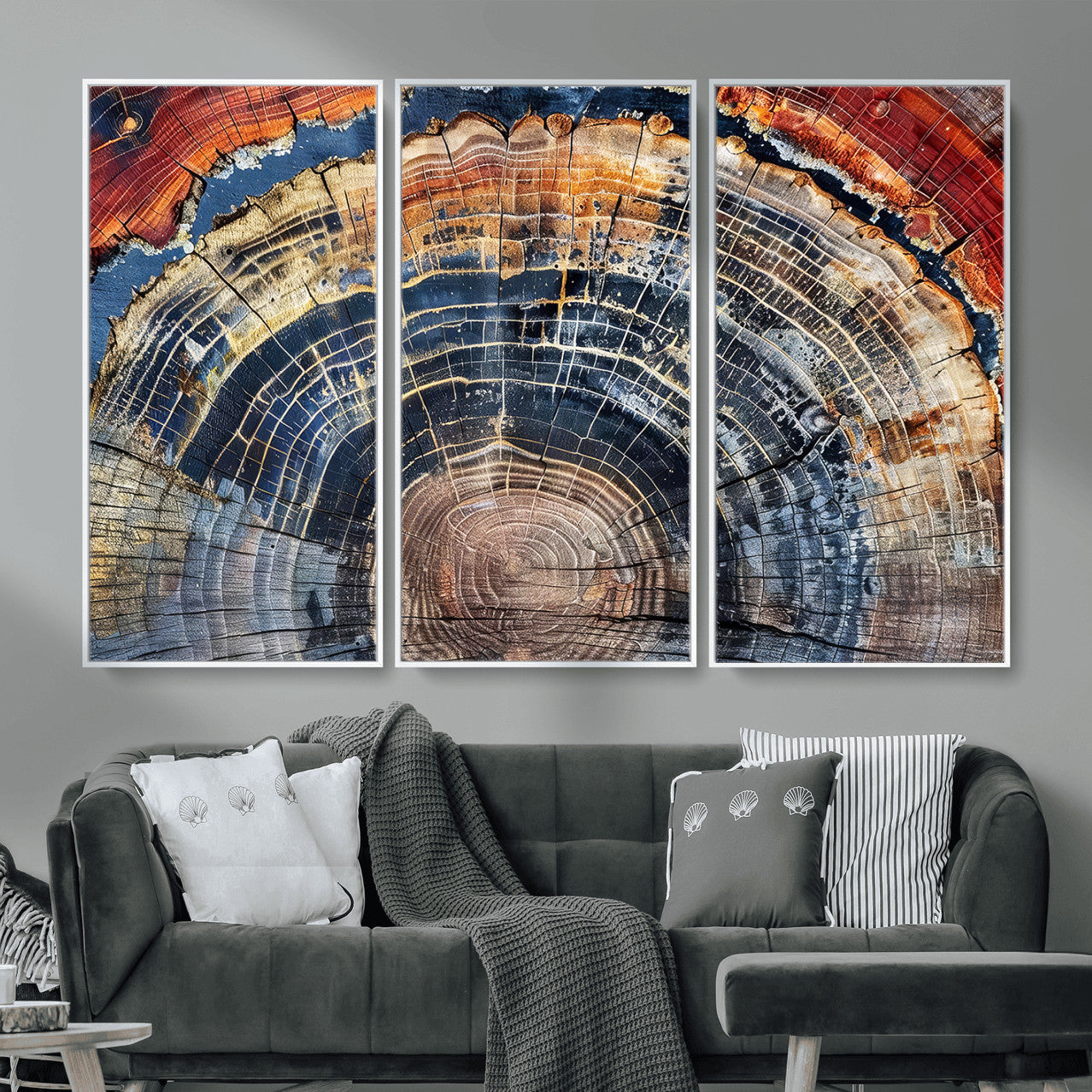 Tree Rings Wall Art Canvas Print – Framed Wood Art Picture