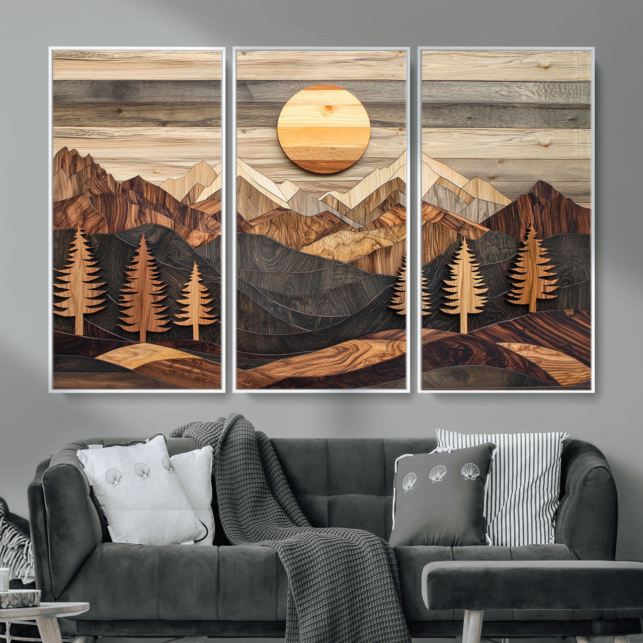 Wood Mountain Wall Art Canvas Print – Layered Forest and
