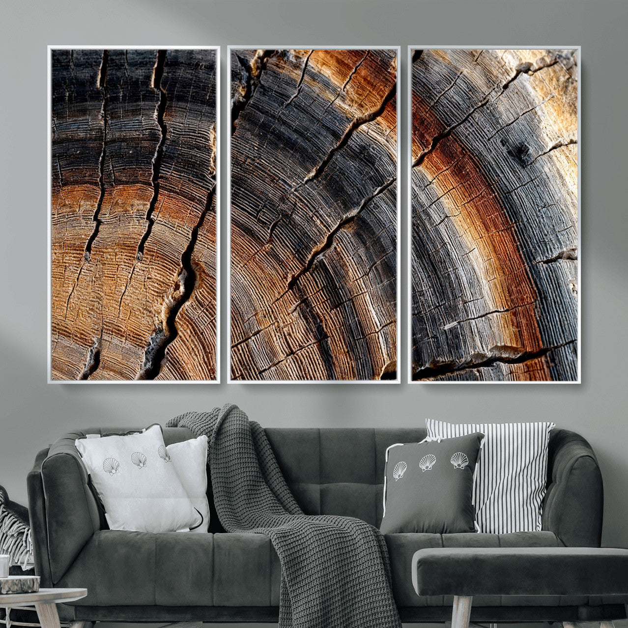 Abstract Tree Ring Wall Art Print – Natural Rustic Wood
