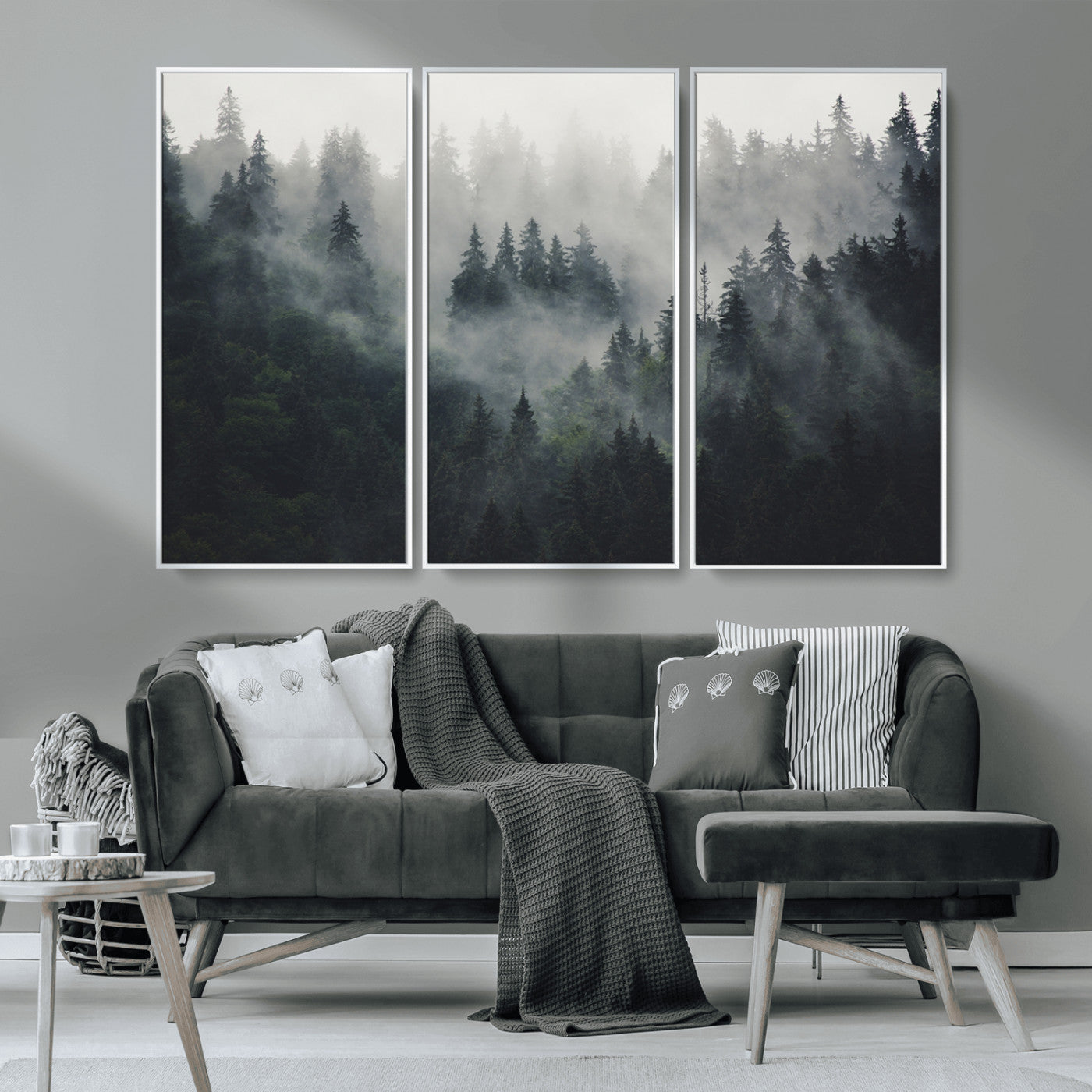 Nature Wall Decor - Serene Triptych Nature Print – Woodland