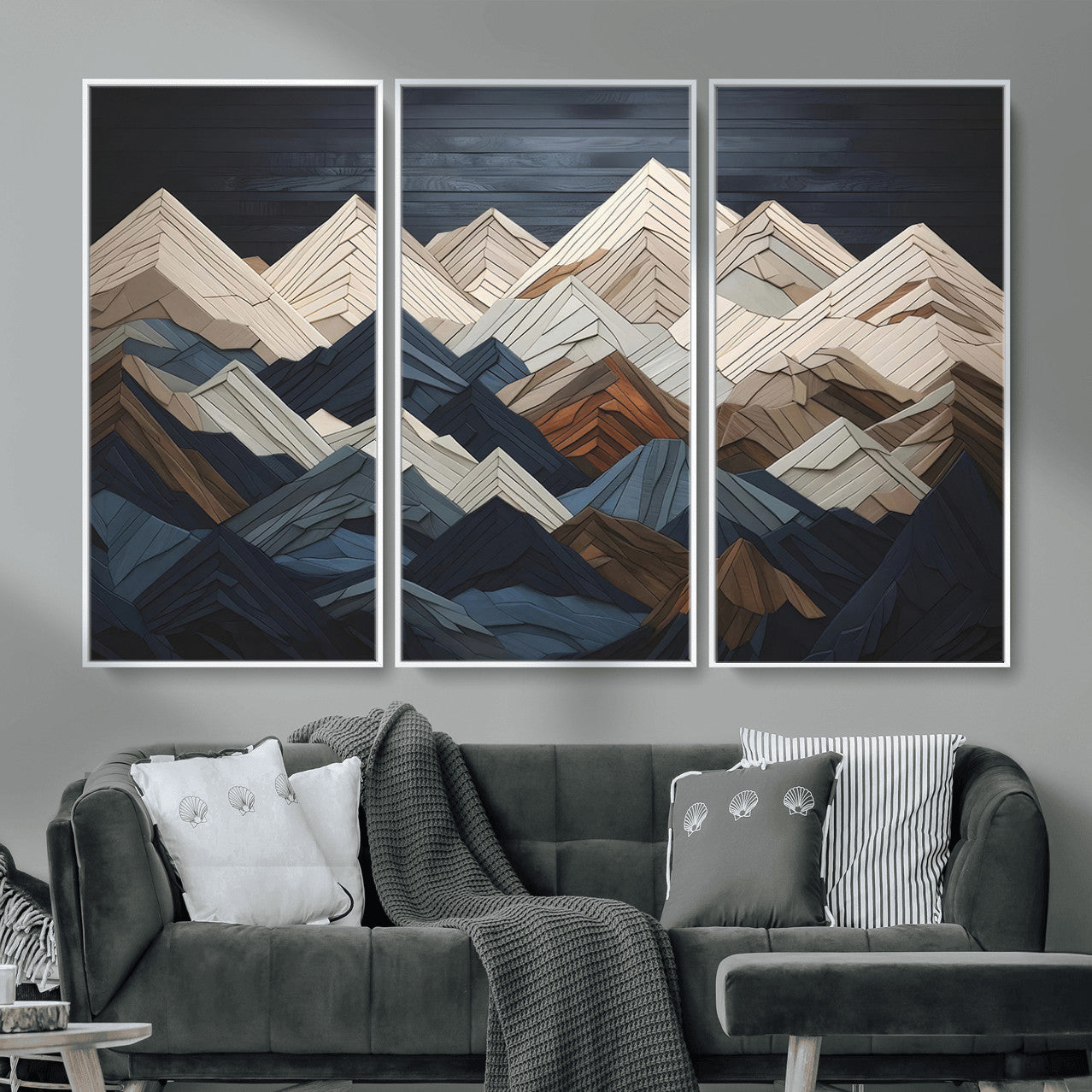 Wood Mountain Wall Art | Mountain Canvas Print Wood Decor |