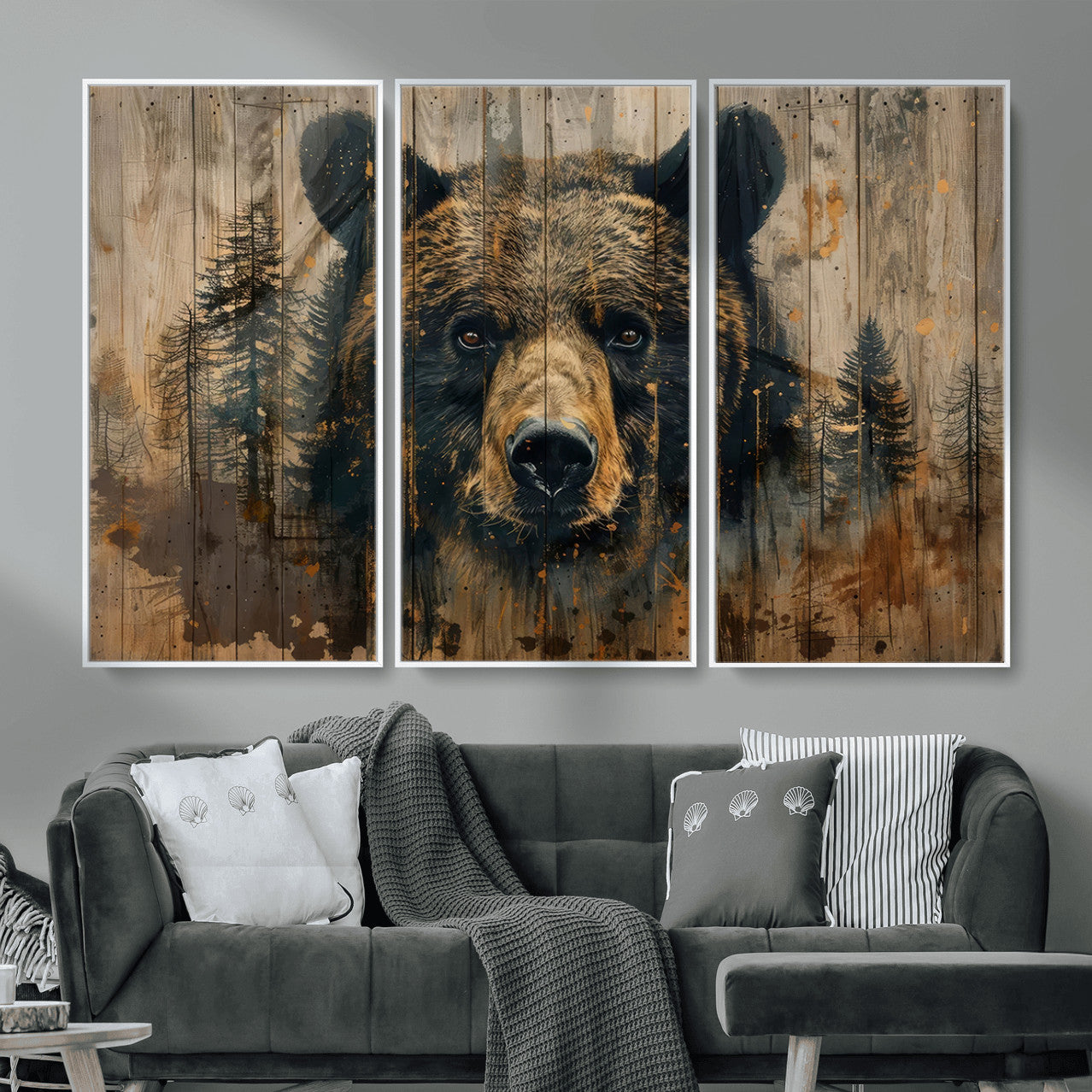 Abstract 399 Bear Wall Art | Rustic Cabin Wall Decor with