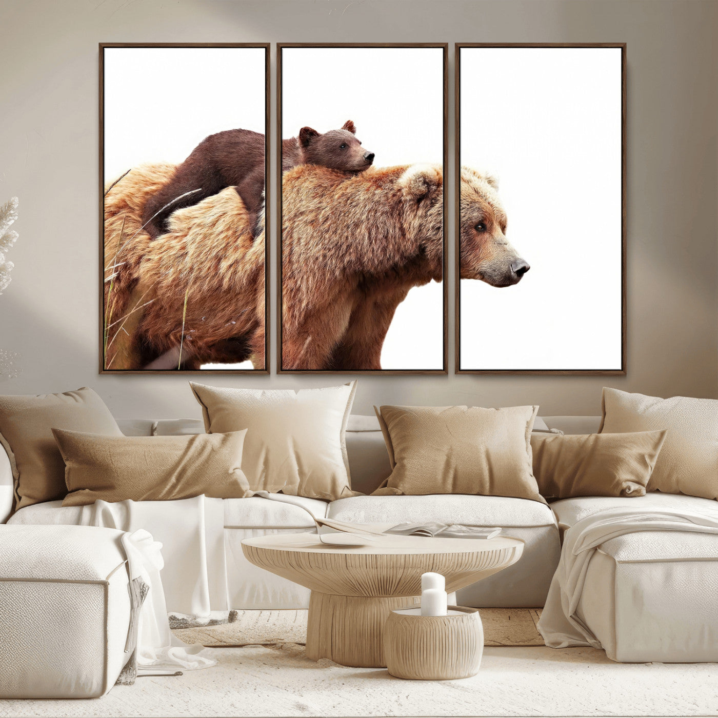 Mother and Baby Bear Canvas Wall Art - Adorable Wildlife