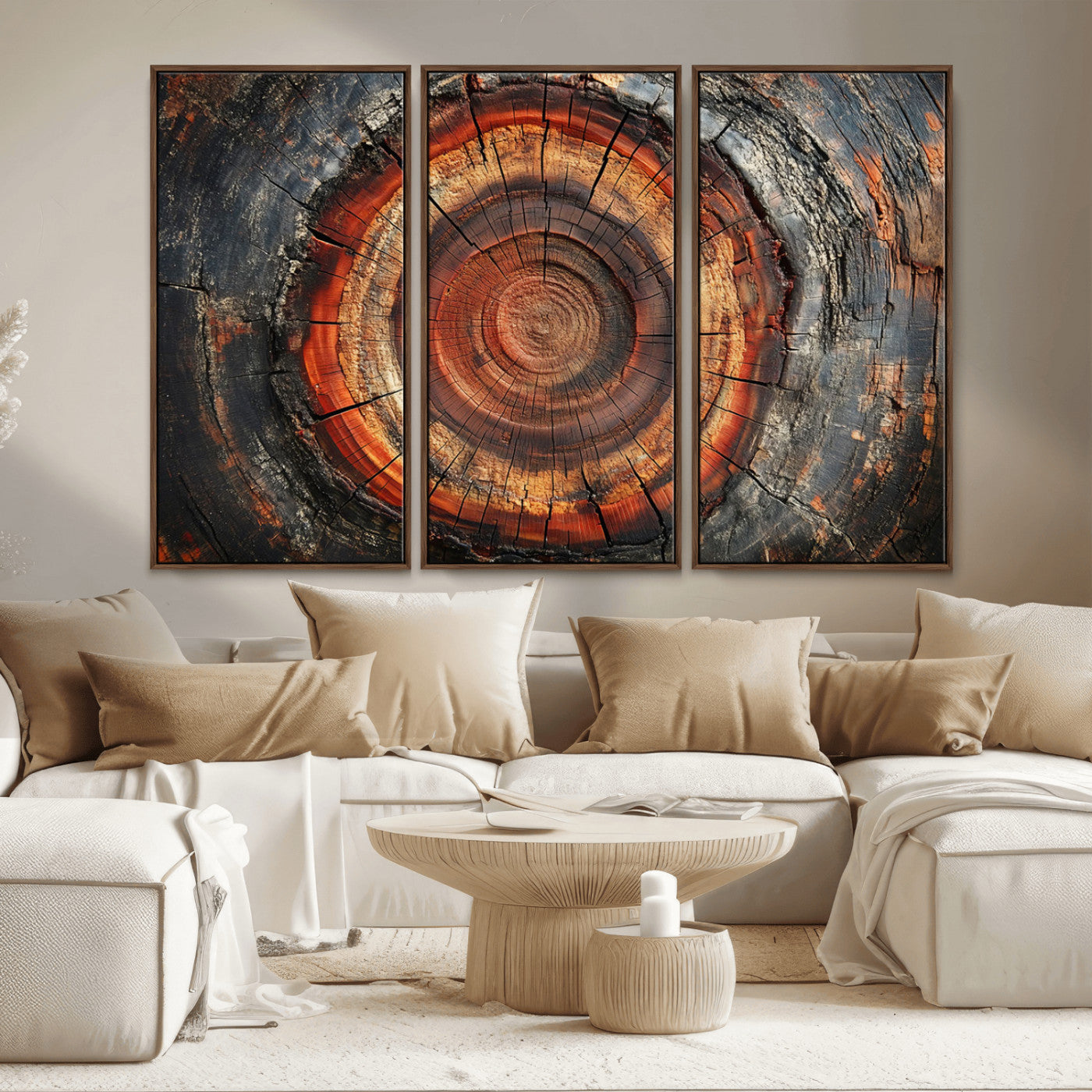 Wood Grain Canvas Wall Art - Framed Abstract Tree Ring