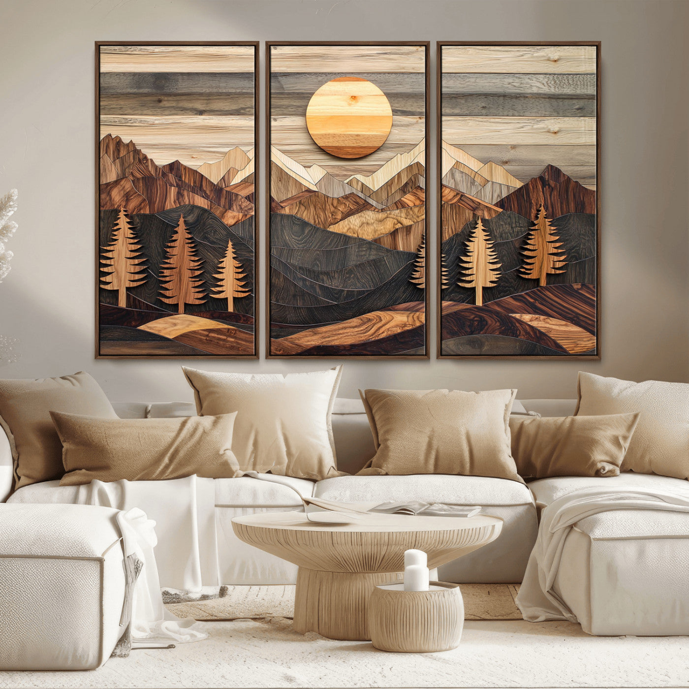 Wood Mountain Wall Art Canvas Print – Layered Forest and