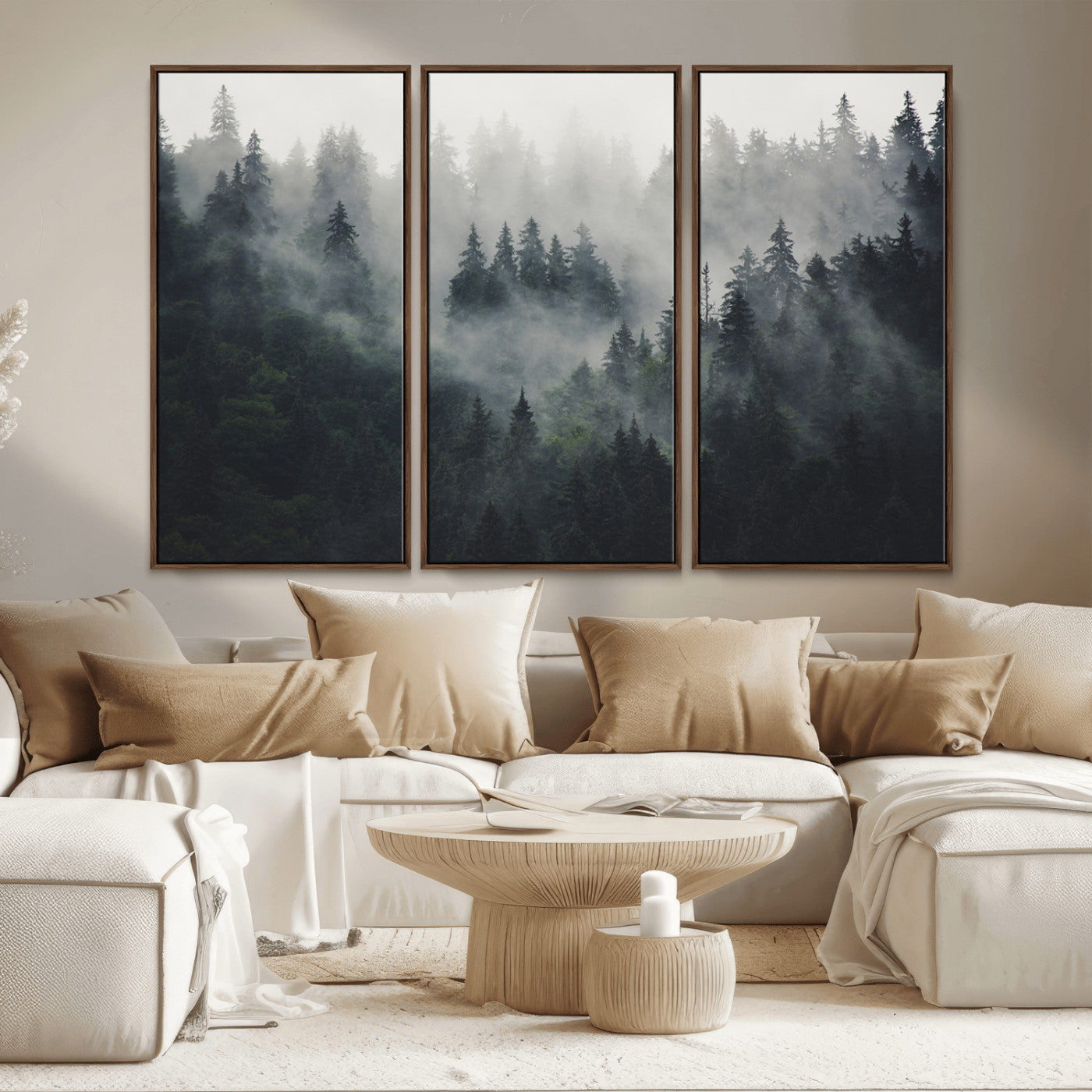 Nature Wall Decor - Serene Triptych Nature Print – Woodland