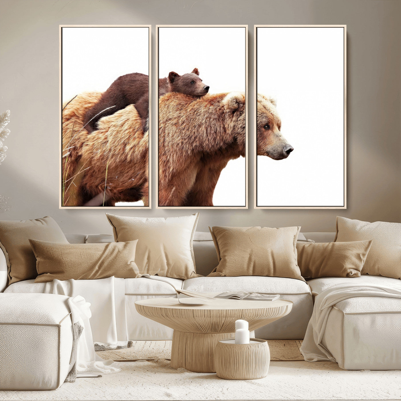 Mother and Baby Bear Canvas Wall Art - Adorable Wildlife