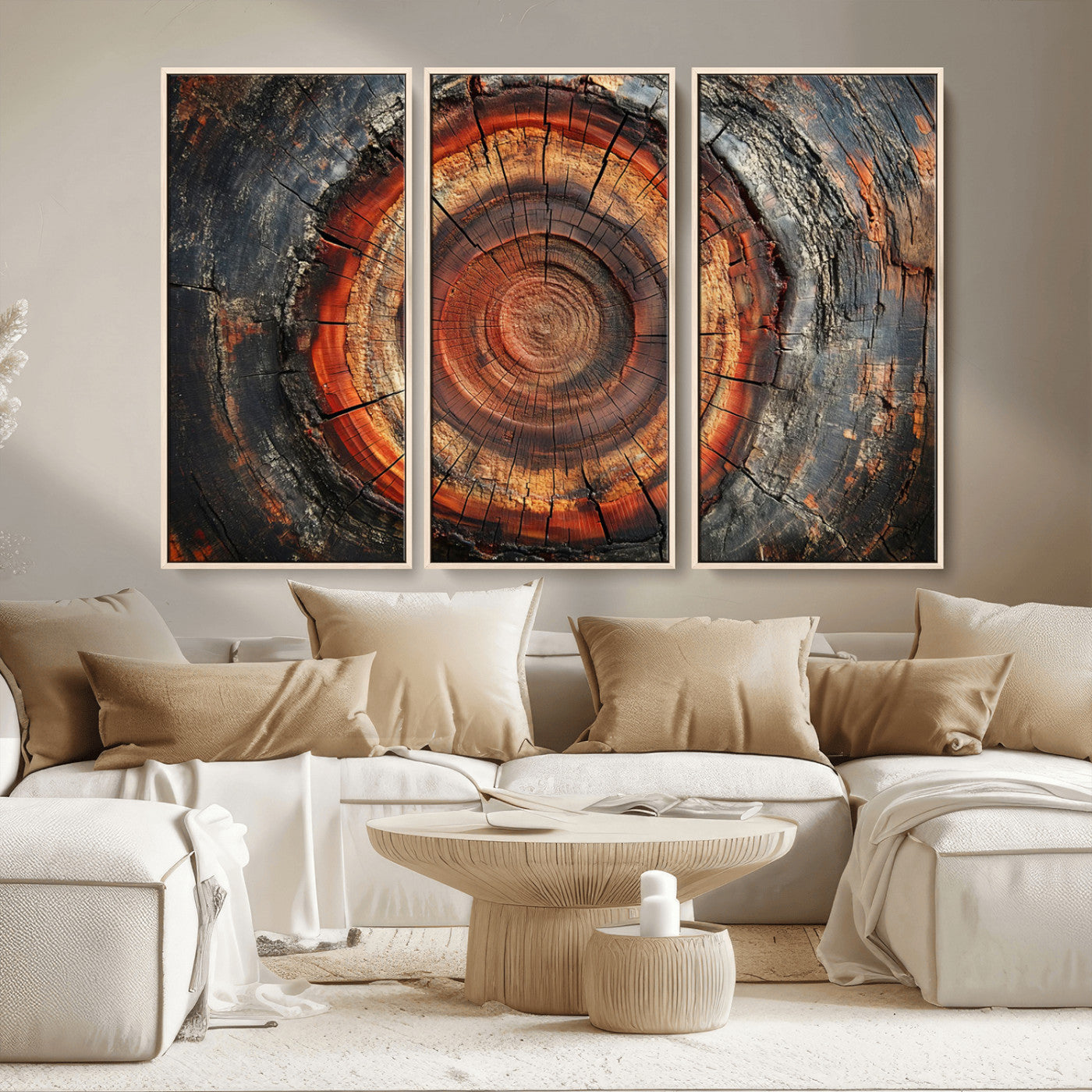Wood Grain Canvas Wall Art - Framed Abstract Tree Ring
