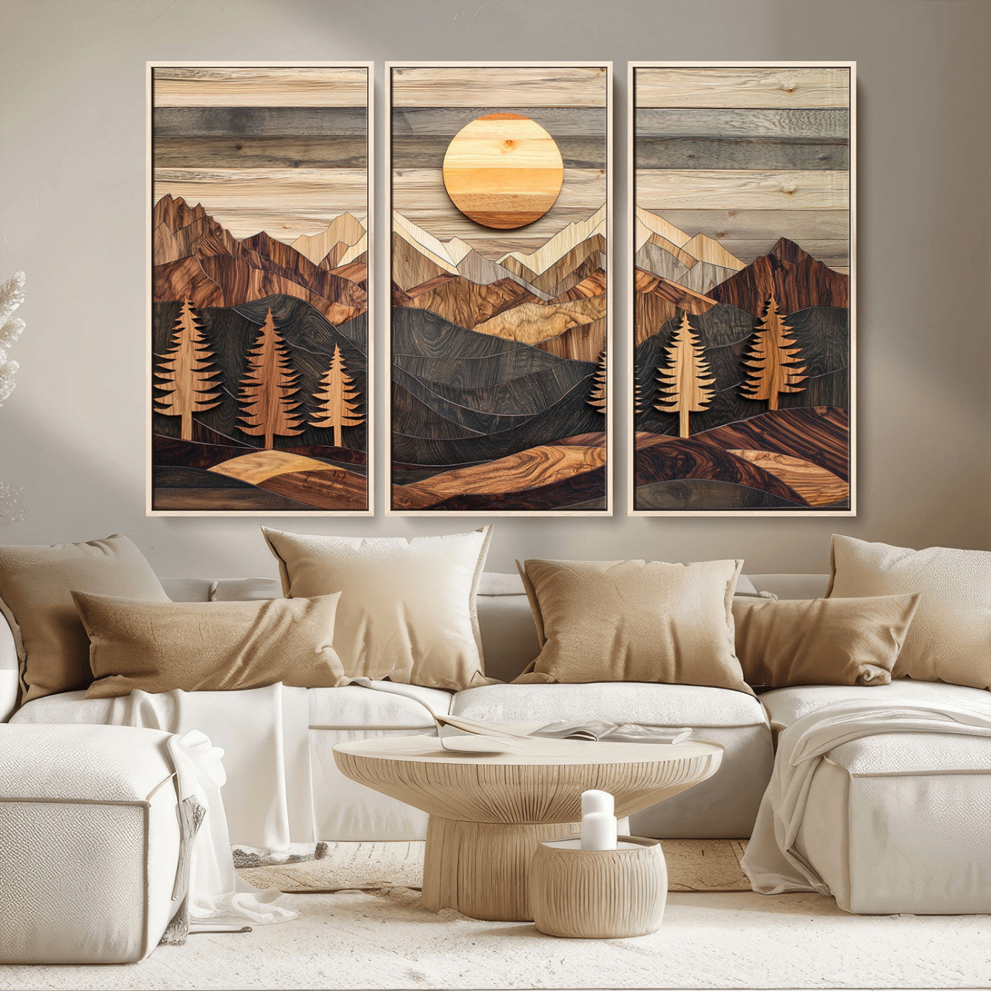 Wood Mountain Wall Art Canvas Print – Layered Forest and
