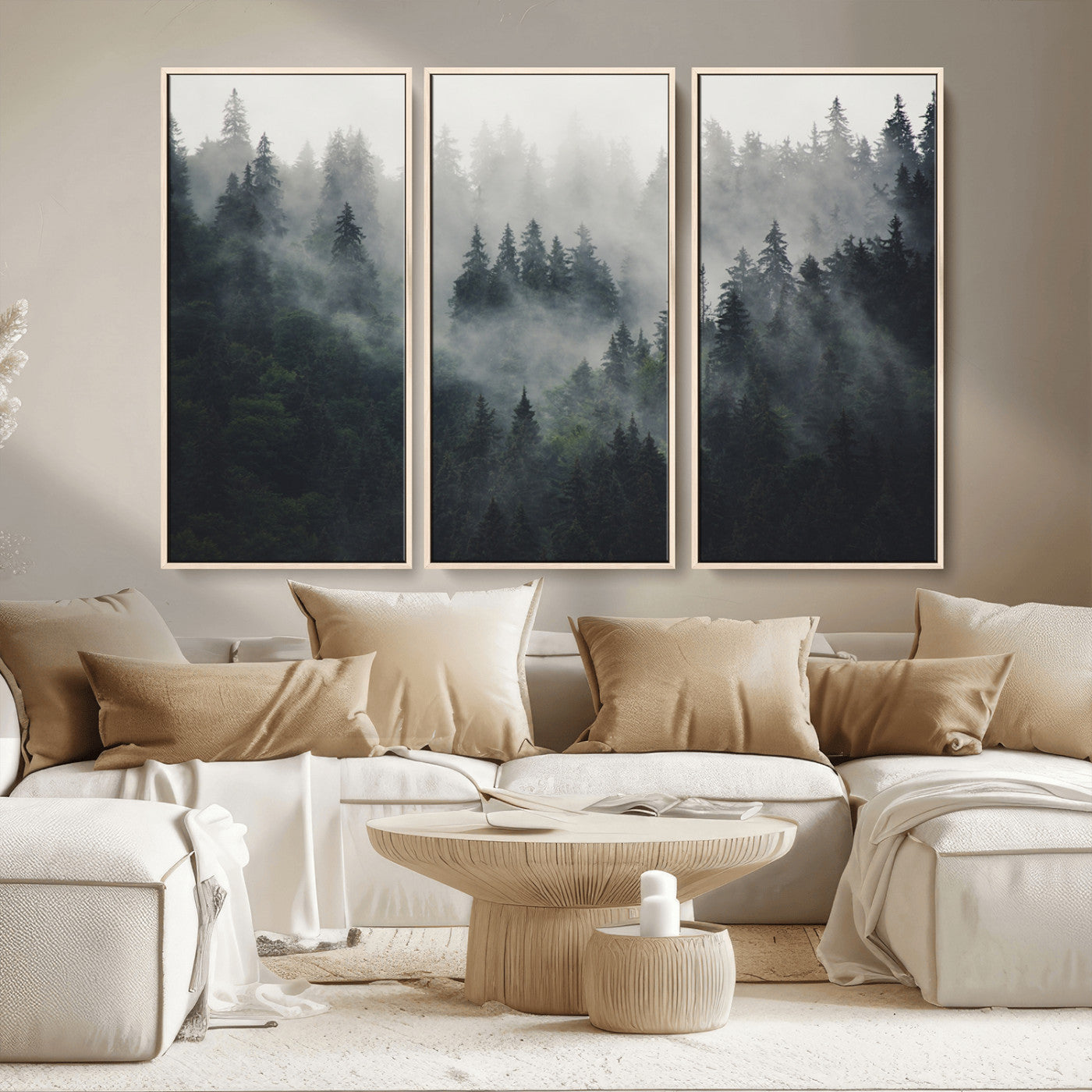 Nature Wall Decor - Serene Triptych Nature Print – Woodland