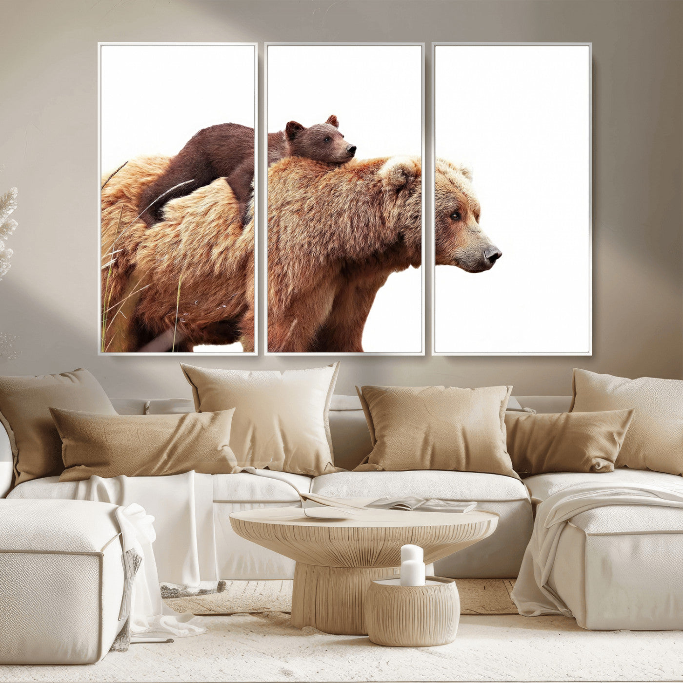 Mother and Baby Bear Canvas Wall Art - Adorable Wildlife